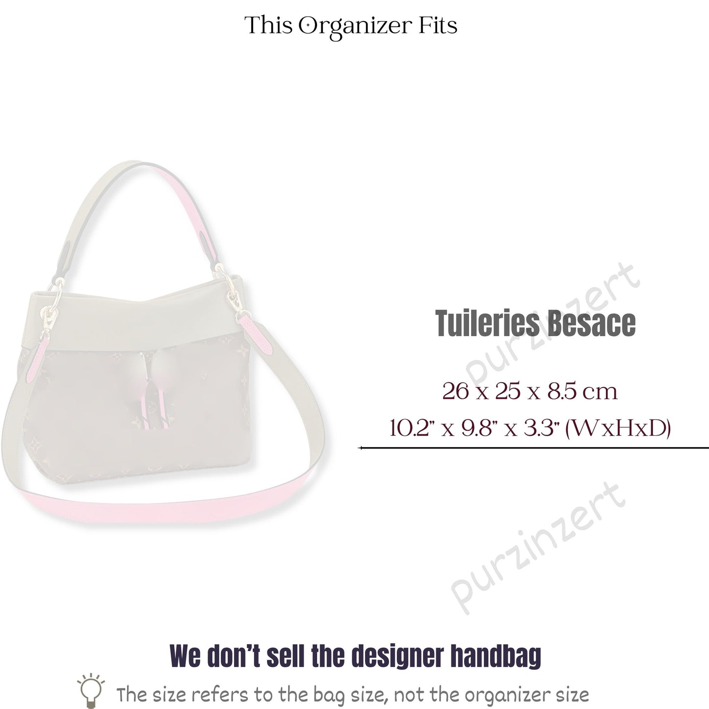 Bag Insert for (LV, Tuileries Besace) Organizer of Felt Fabric