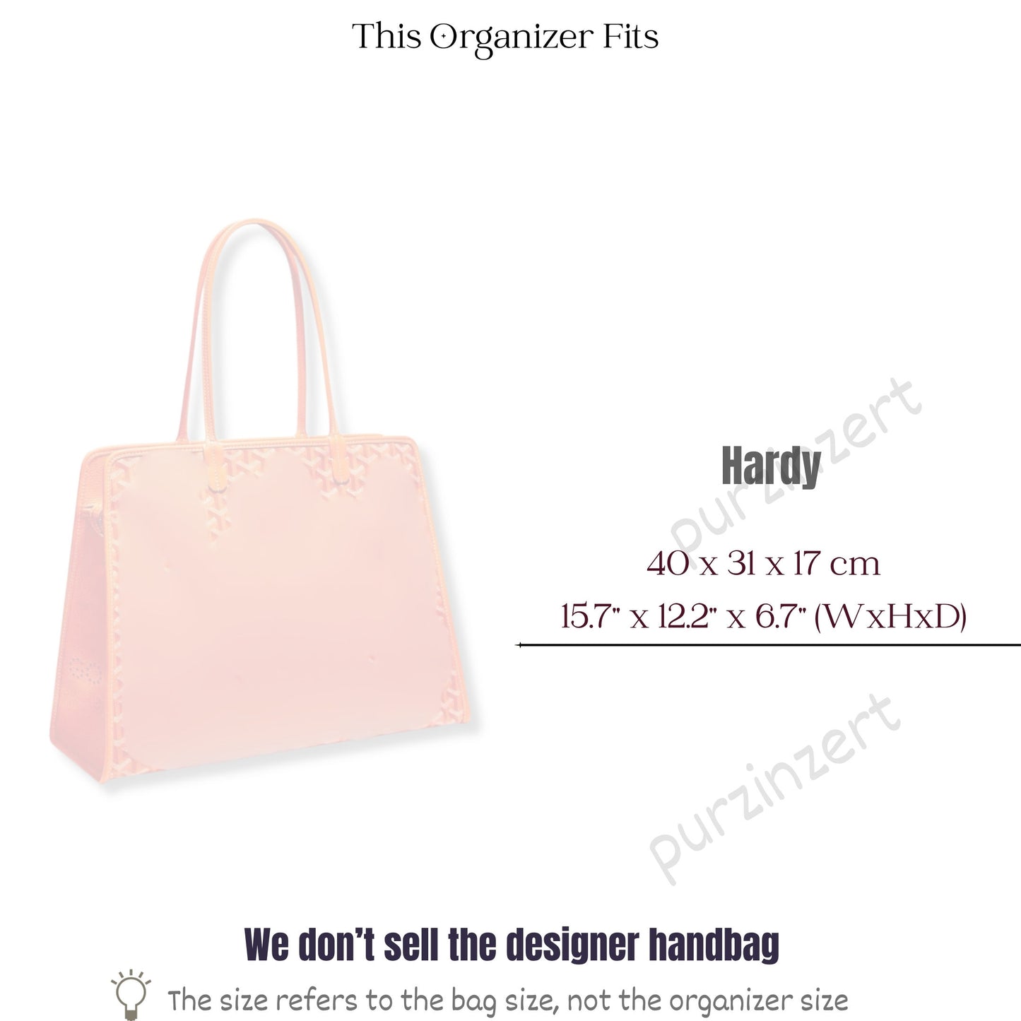 Bag Insert for (Goyard, Hardy PM (Small) 2) Organizer of Silk Fabric