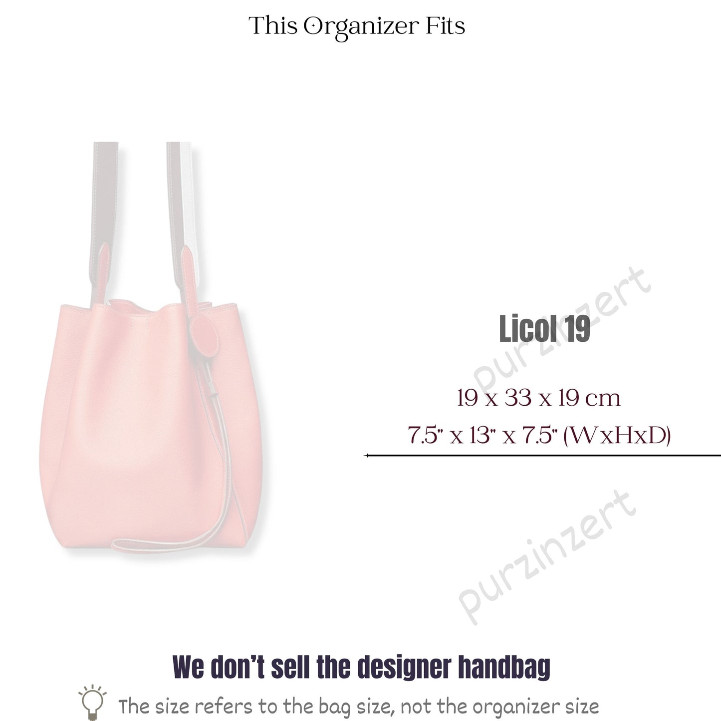 Bag Insert for (Hermes, Licol 19 bag) Organizer of Felt Fabric