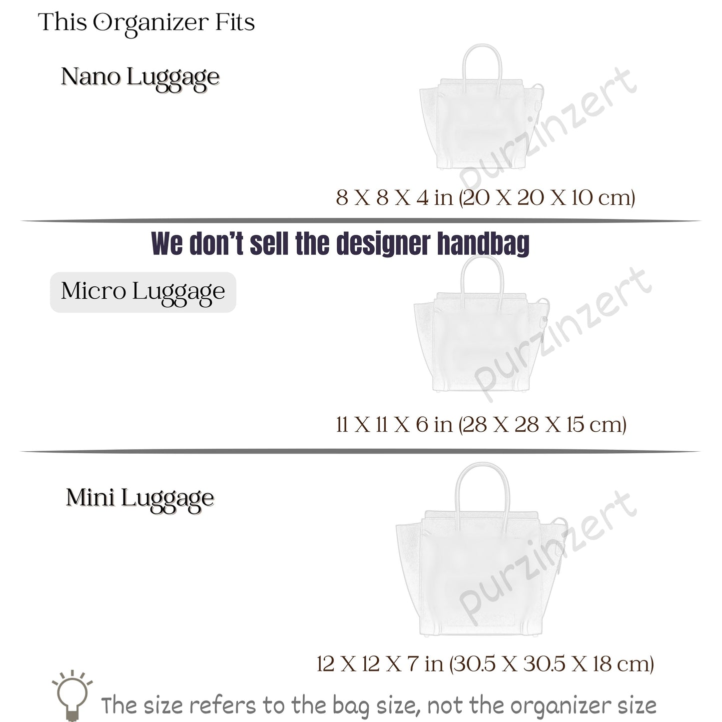 Bag Insert for (Celine, Micro Luggage) Organizer of Silk Fabric