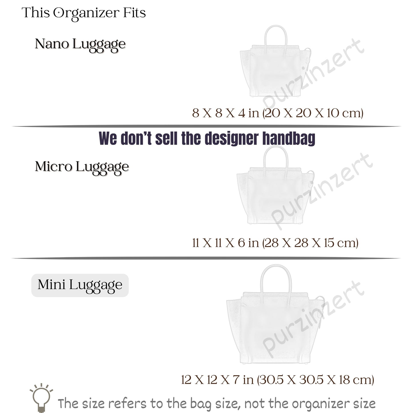 Bag Insert for (Celine, Mini Luggage) Organizer of Silk Fabric