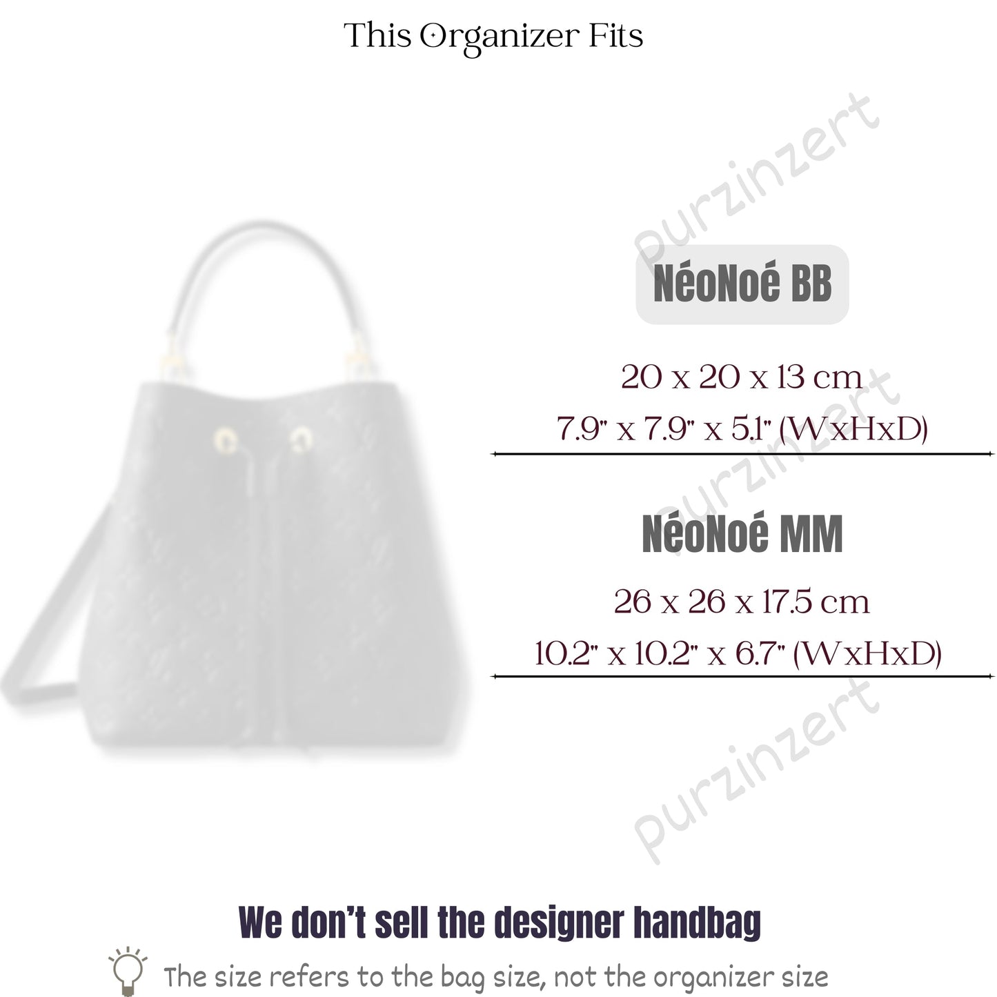 Bag Insert for (LV, NéoNoé BB) Organizer of Felt Fabric