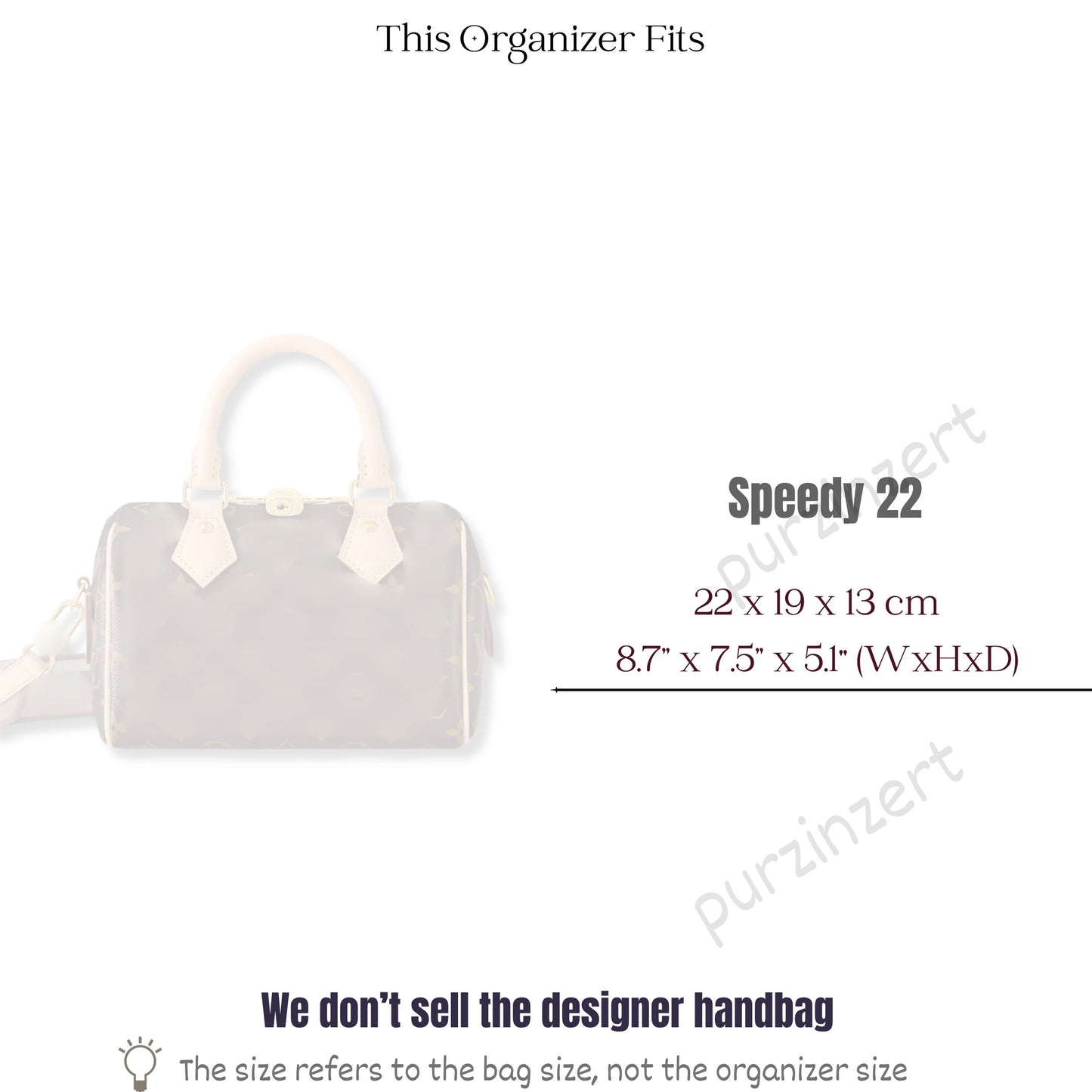 Bag Insert for (LV, Speedy 22) Organizer of Felt Fabric