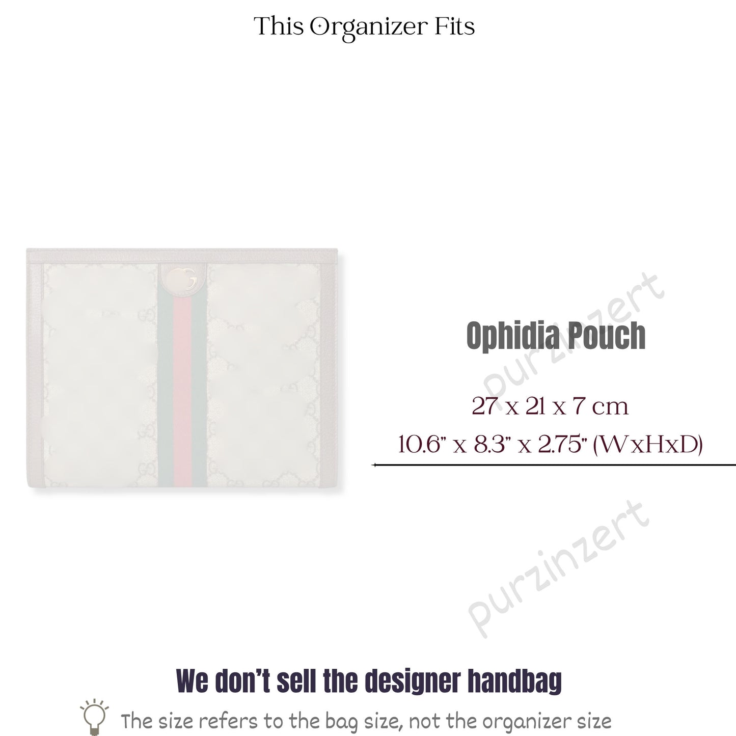 Bag Insert for (Gucci, Ophidia Pouch) Organizer of Silk Fabric