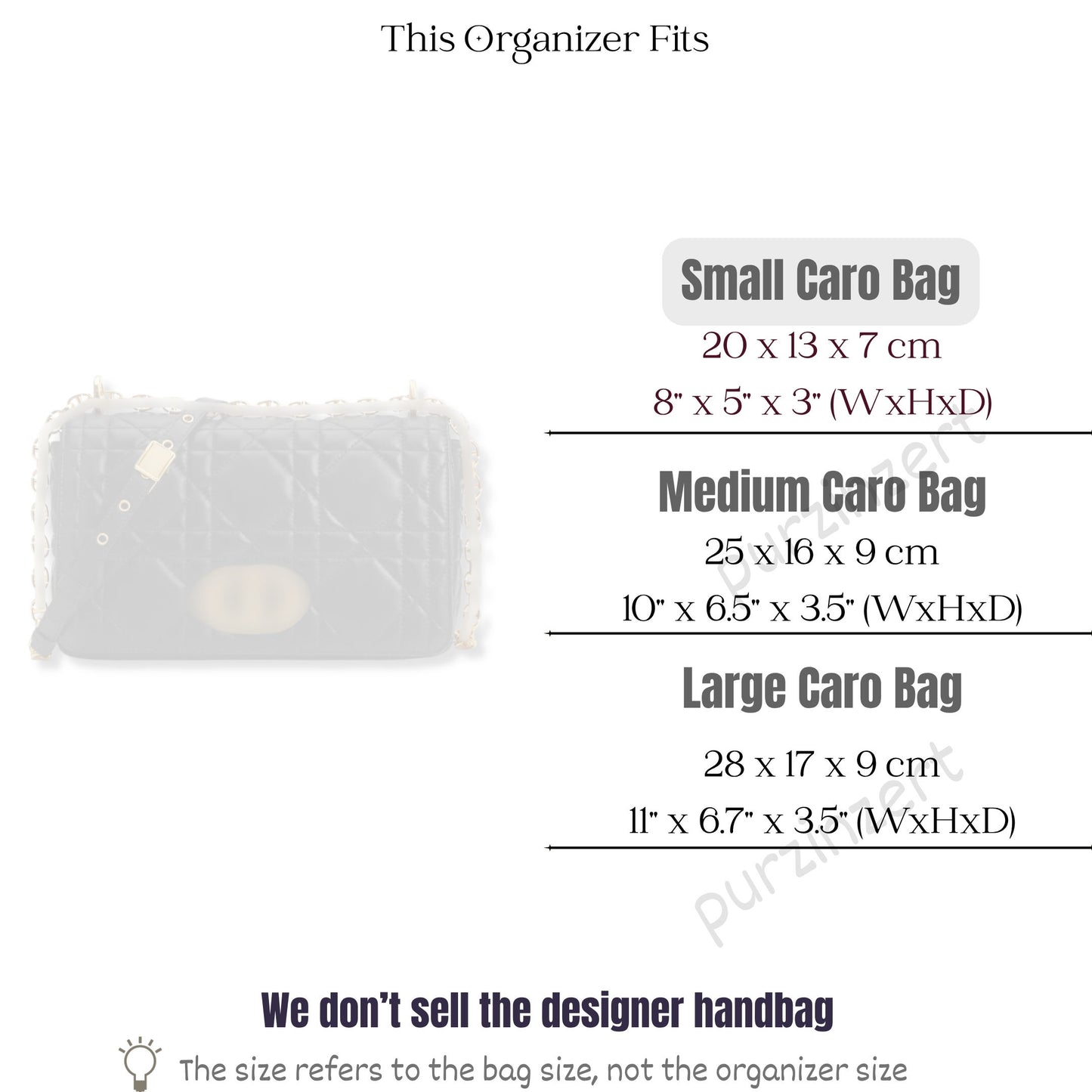 Bag Insert for (Dior, Small Dior Caro Bag) Organizer of Felt Fabric