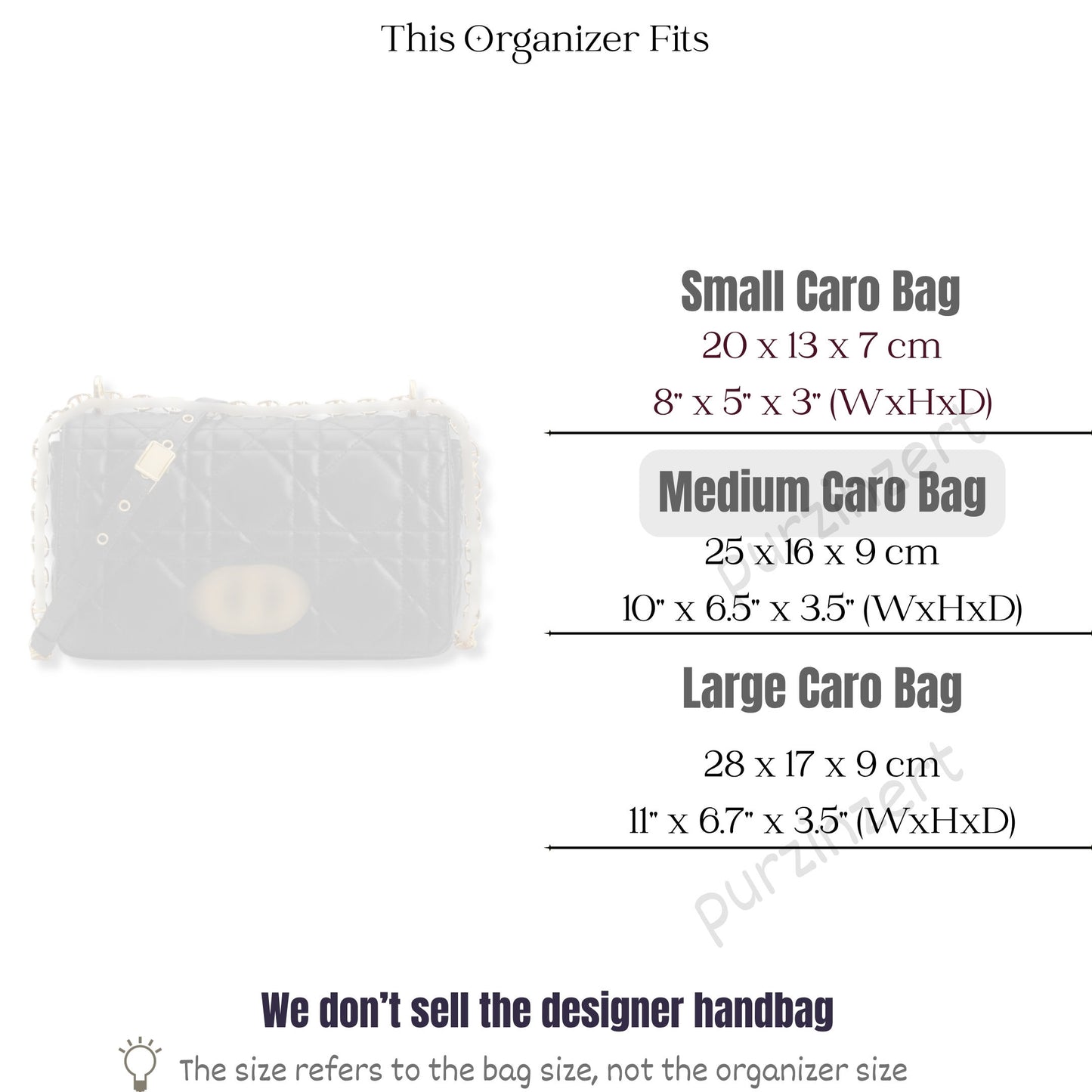Bag Insert for (Dior, Medium Dior Caro Bag) Organizer of Silk Fabric