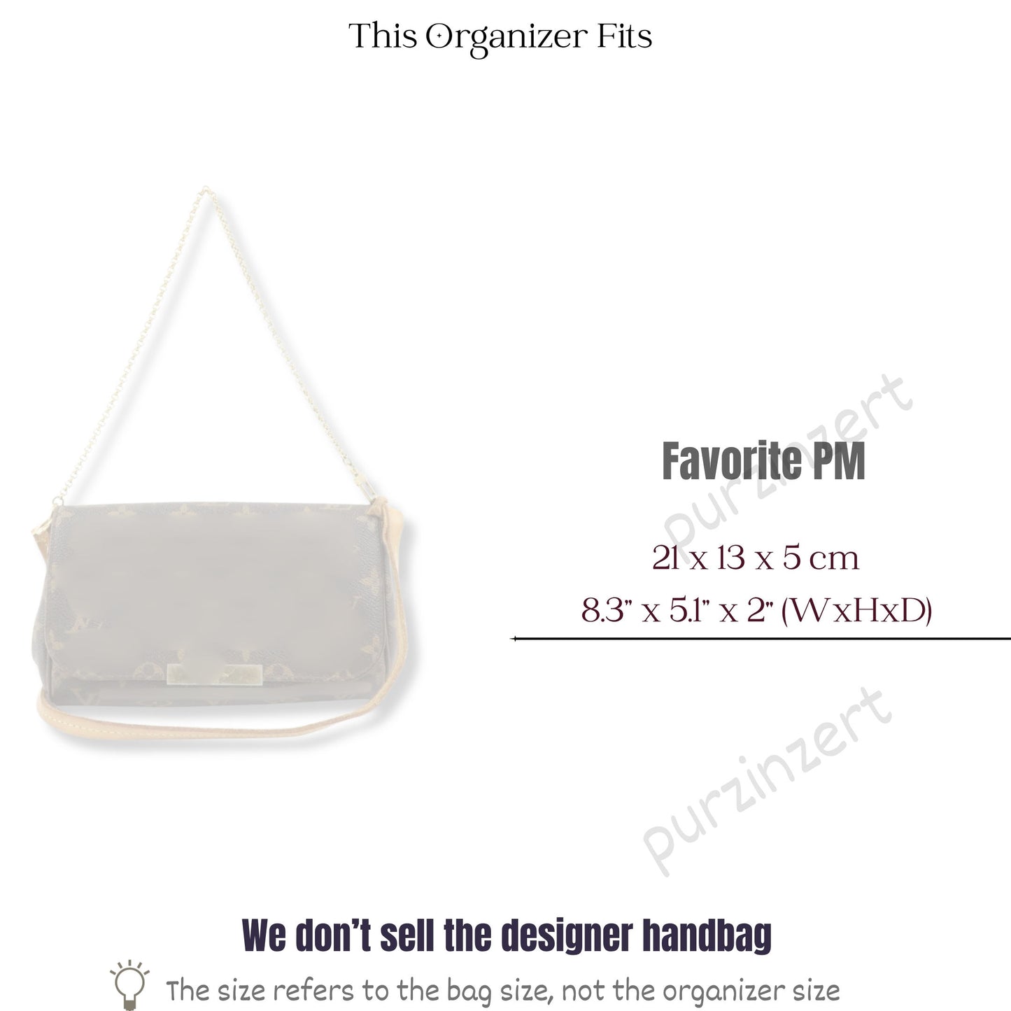Bag Insert for (LV, Favorite PM (Small)) Organizer of Felt Fabric