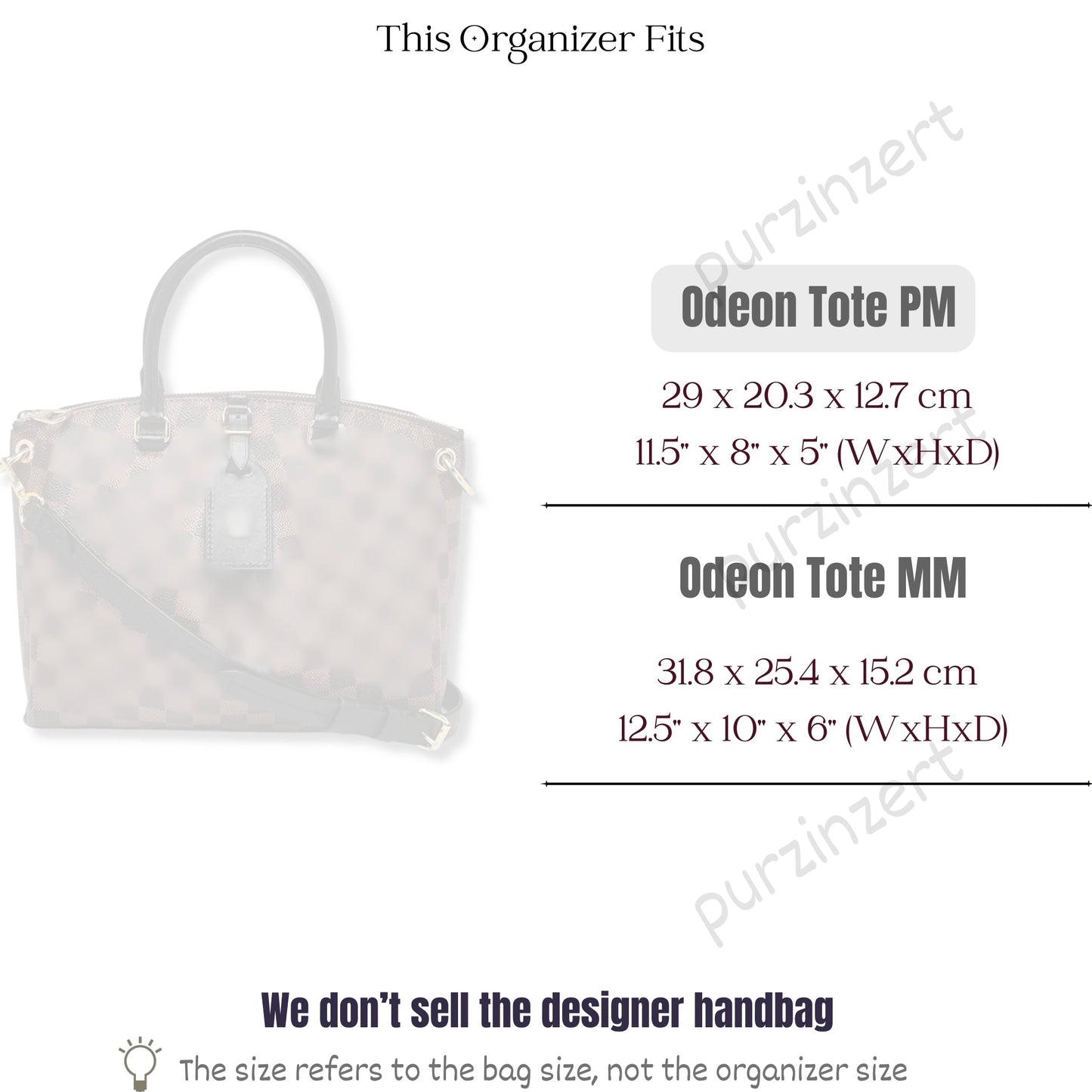 Bag Insert for (LV, Odeon Tote PM (Small)) Organizer of Felt Fabric