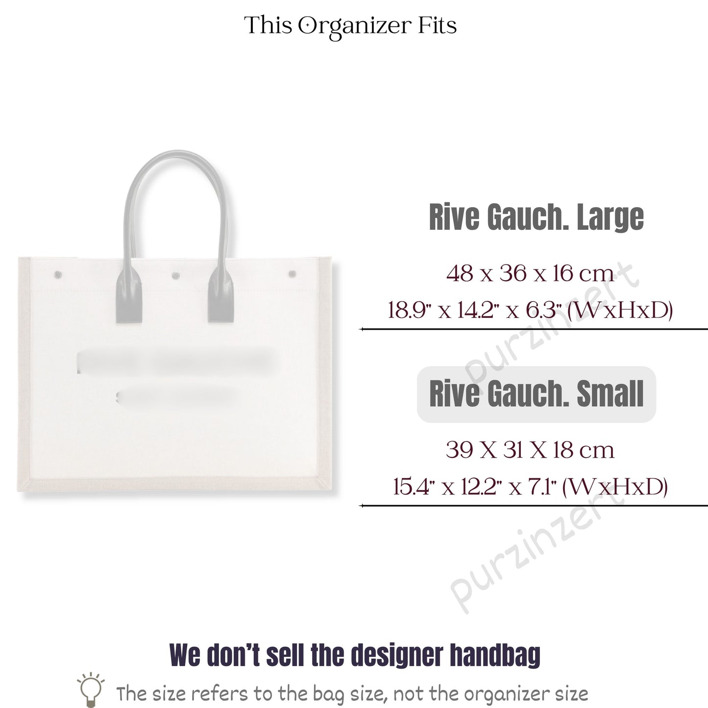 Bag Insert for (Saint Laurent (YSL), Rive Gauche Small) Organizer of Felt Fabric