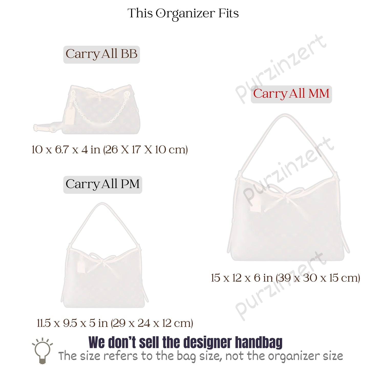 Bag Insert for (LV, CarryAll MM) Organizer of Silk Fabric
