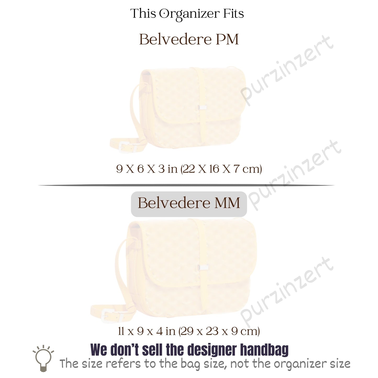 Bag Insert for (Goyard, Belvedere MM (Medium)) Organizer of Felt Fabric