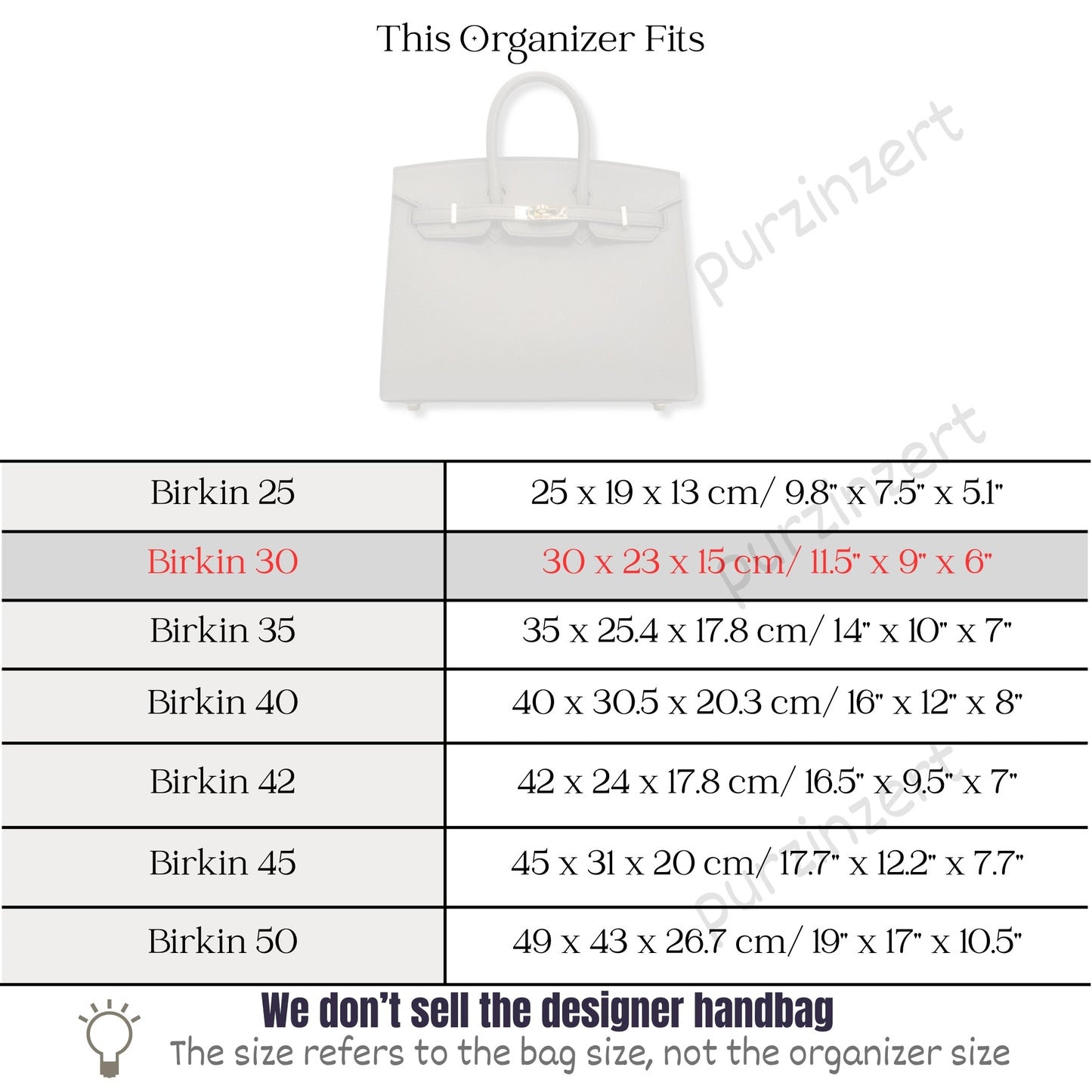 Bag Insert for (Hermes, Birkin 30) Organizer of Silk Fabric
