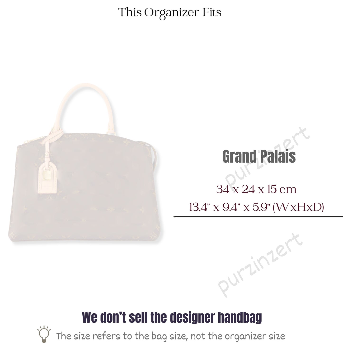 Bag Insert for (LV, Grand Palais) Organizer of Silk Fabric