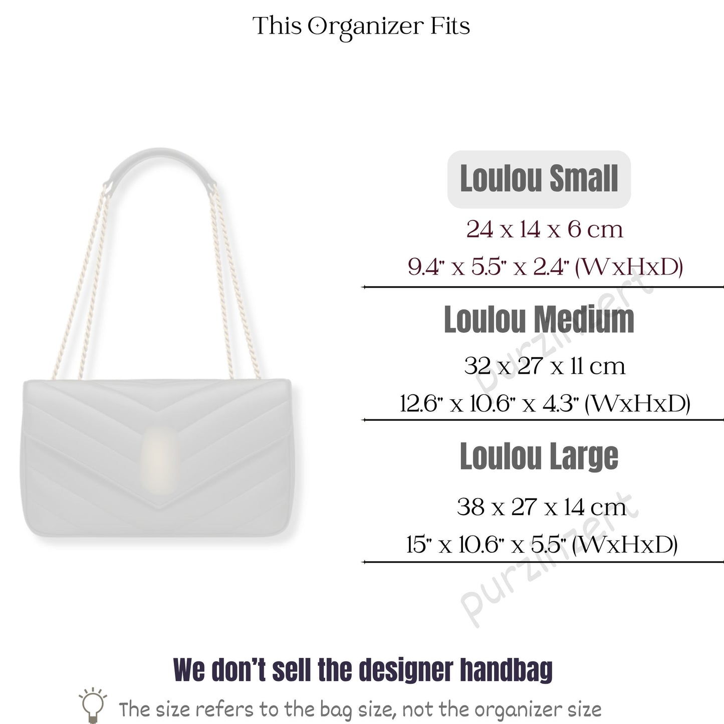 Bag Insert for (Saint Laurent (YSL), Loulou Small) Organizer of Felt Fabric