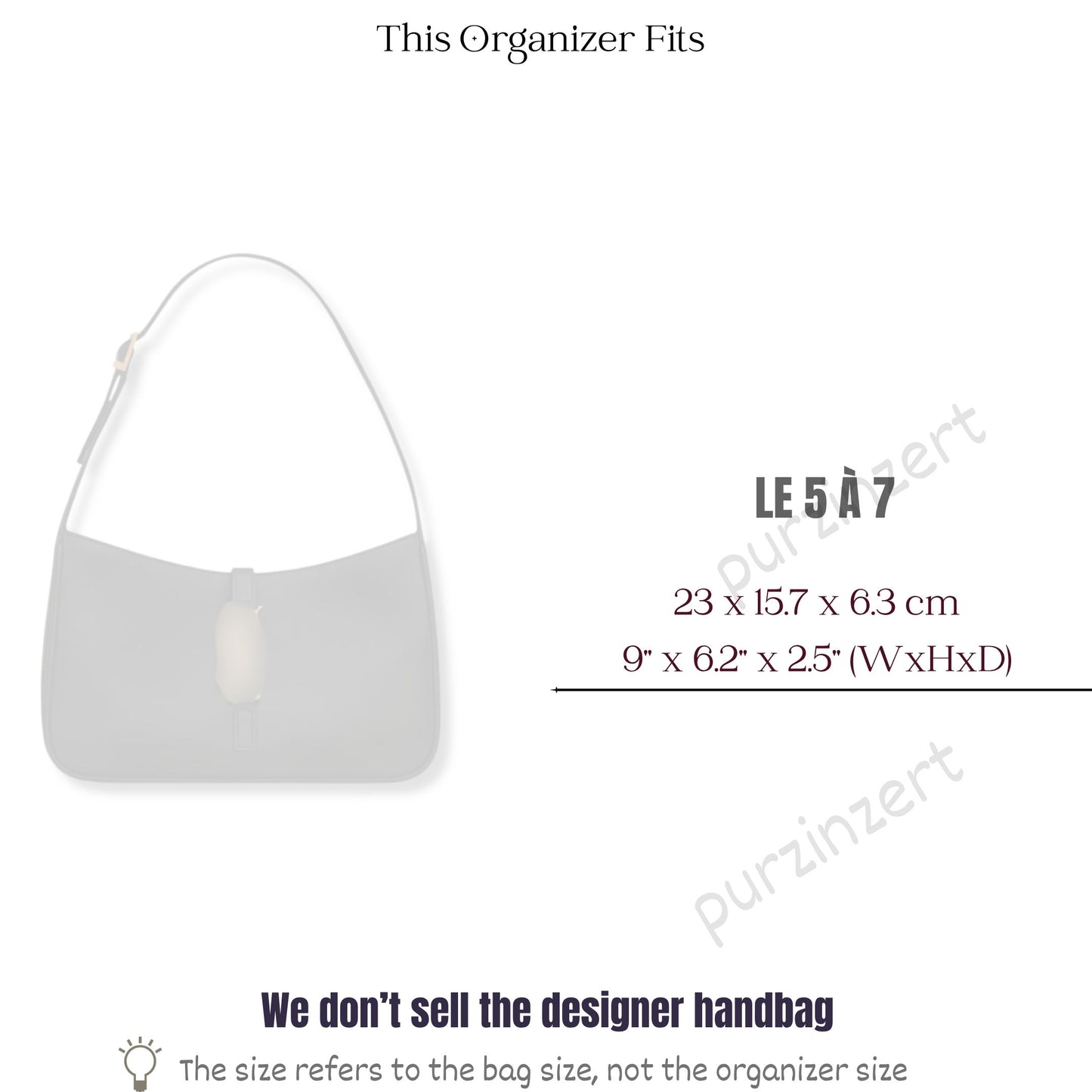 Bag Insert for (Saint Laurent (YSL), LE 5 A 7) Organizer of Silk Fabric