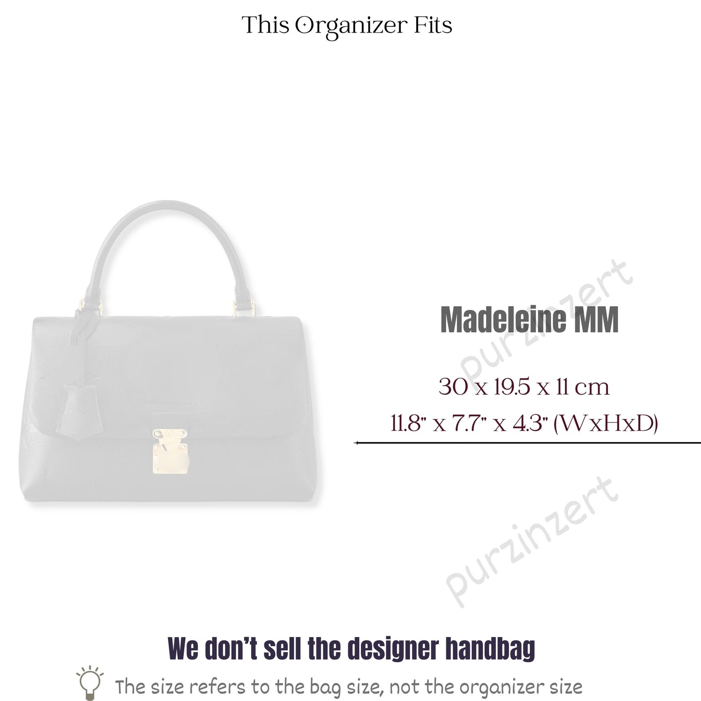 Bag Insert for (LV, Madeleine MM (Medium)) Organizer of Felt Fabric