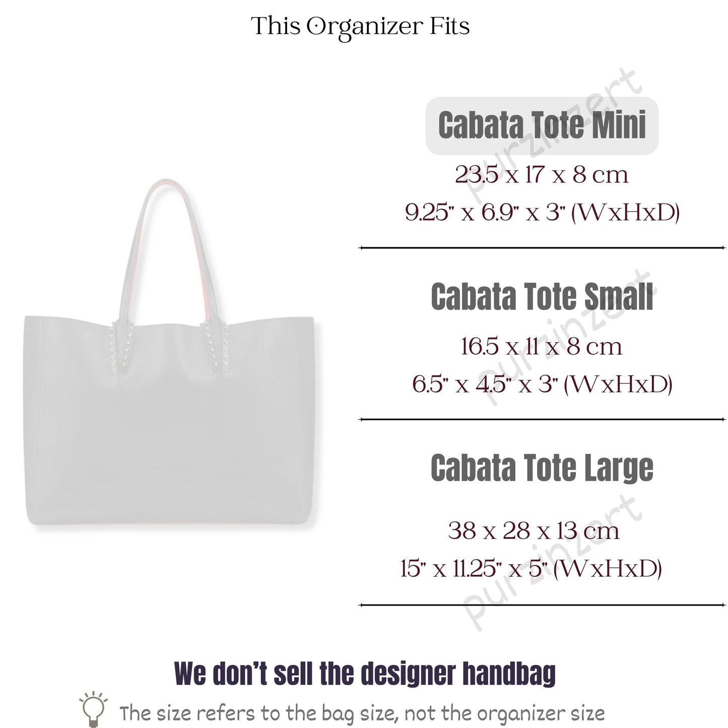 Bag Insert for (Christian Louboutin, Cabata Mini) Organizer of Felt Fabric
