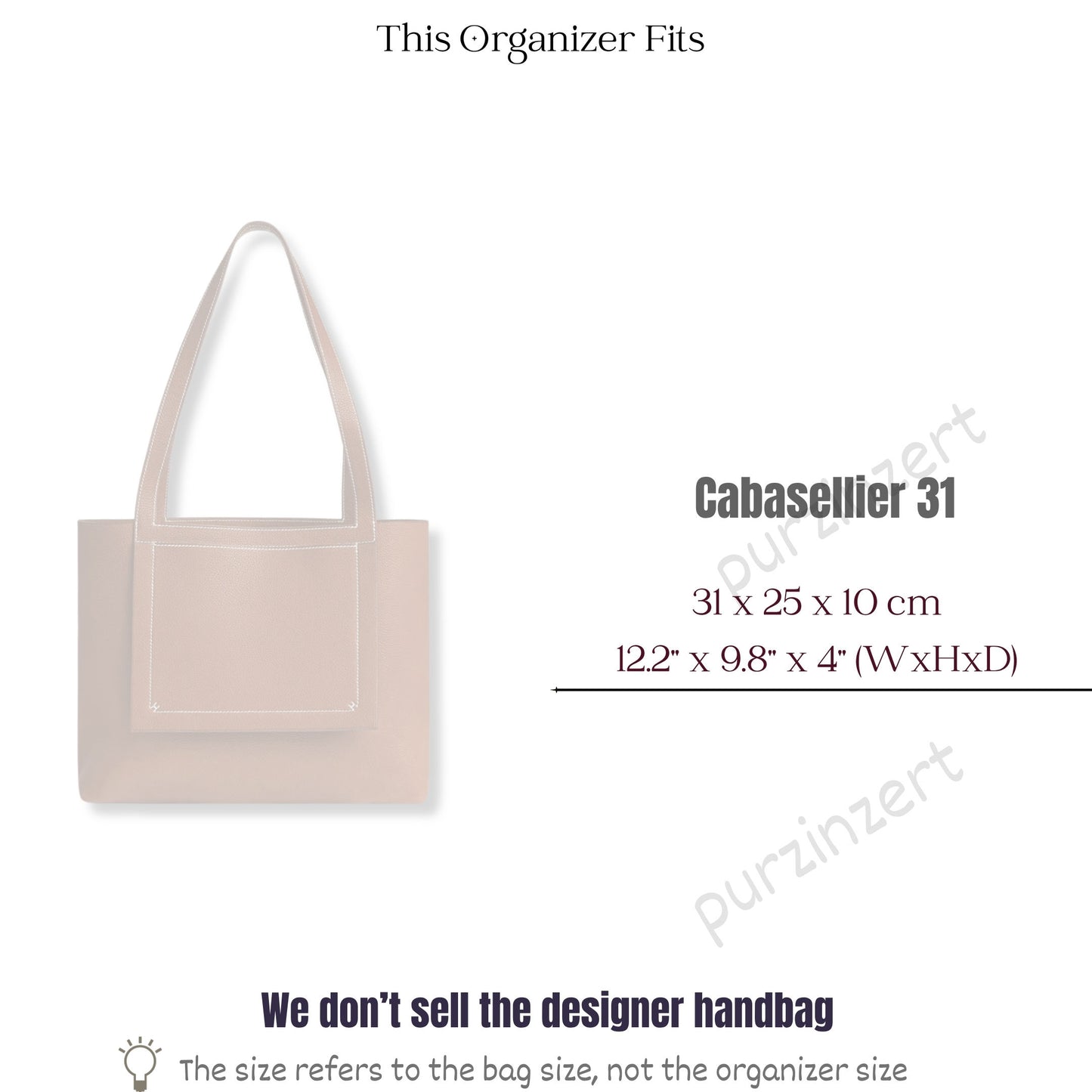 Bag Insert for (Hermes, Cabasellier 31) Organizer of Silk Fabric