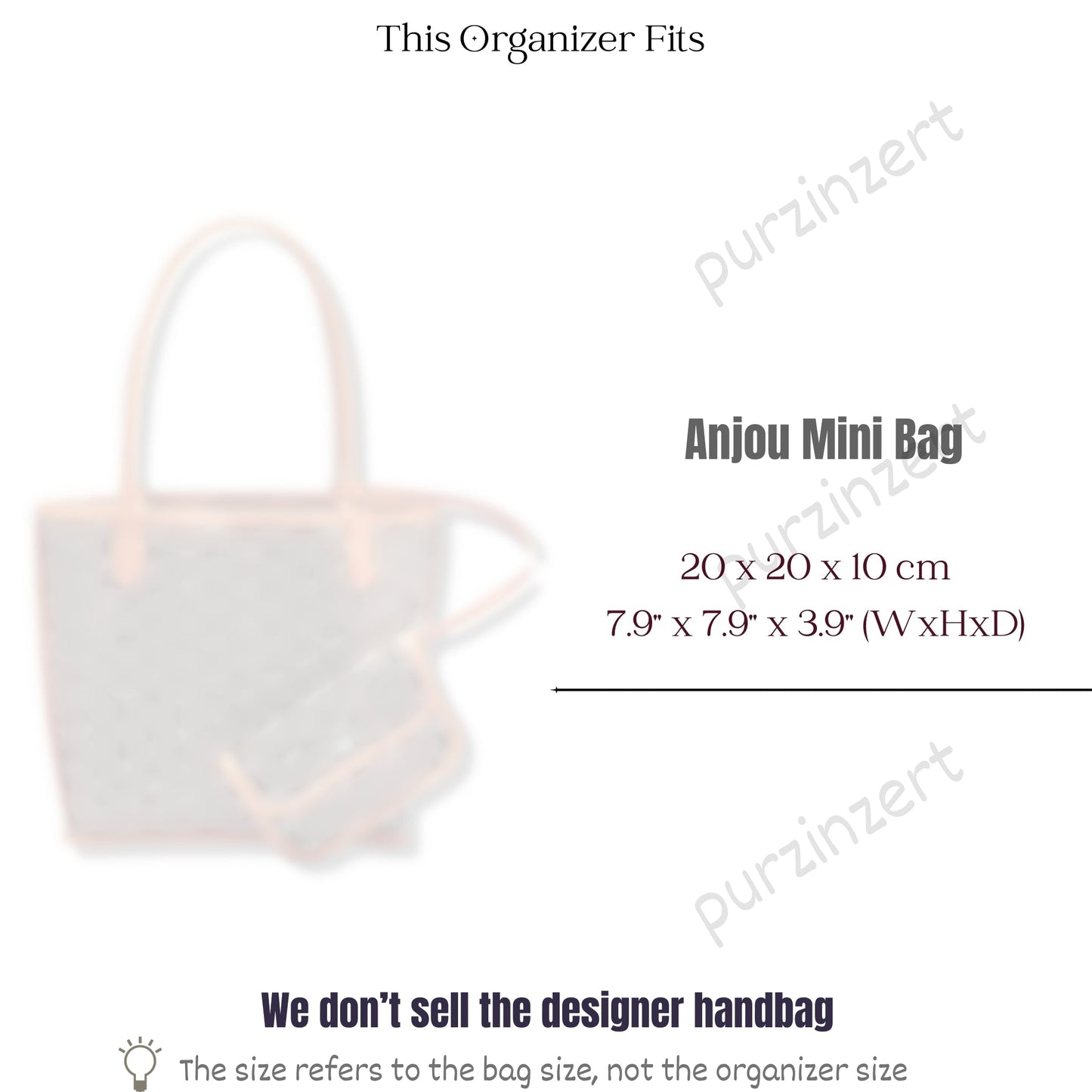 Bag Insert for (Goyard, Anjou Mini) Organizer of Silk Fabric