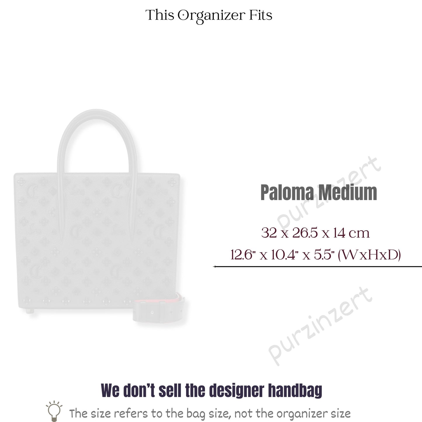 Bag Insert for (Christian Louboutin, Paloma Medium) Organizer of Felt Fabric