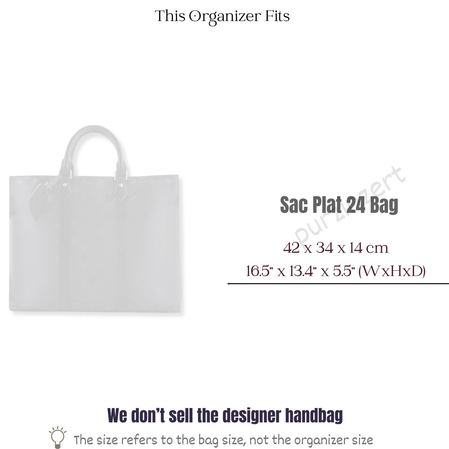 Bag Insert for (LV, Sac Plat 24H) Organizer of Silk Fabric