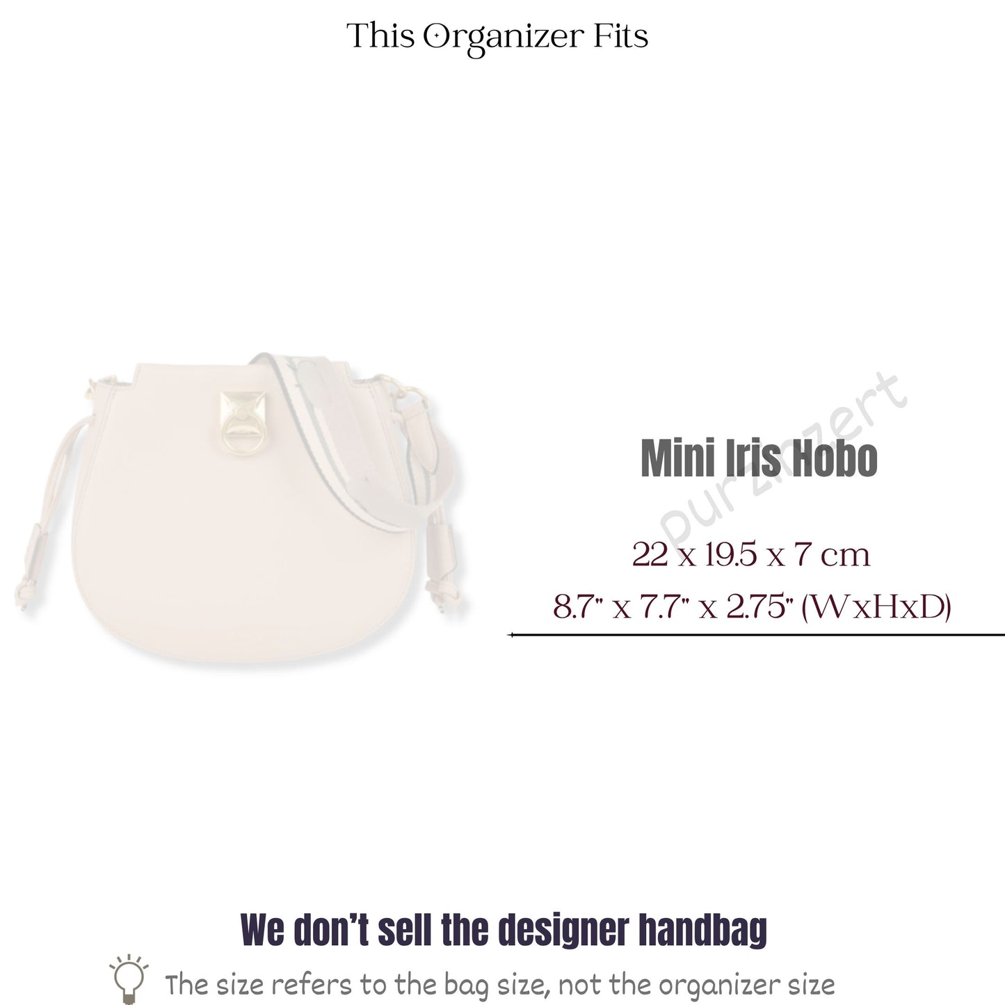 Bag Insert for (Mulberry, Mini Iris Hobo) Organizer of Silk Fabric