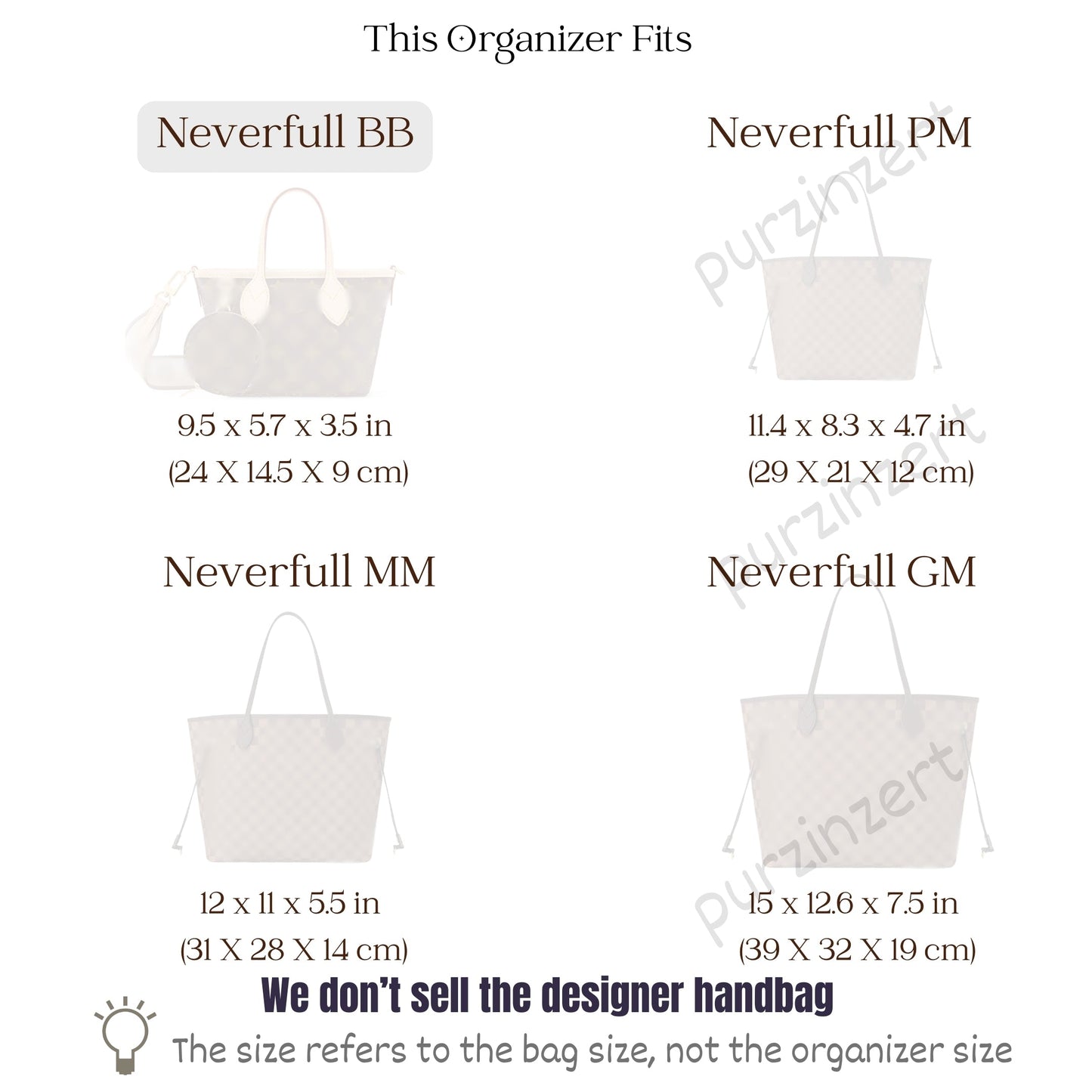 Bag Insert for (LV, Neverfull BB) Organizer of Nylon Fabric