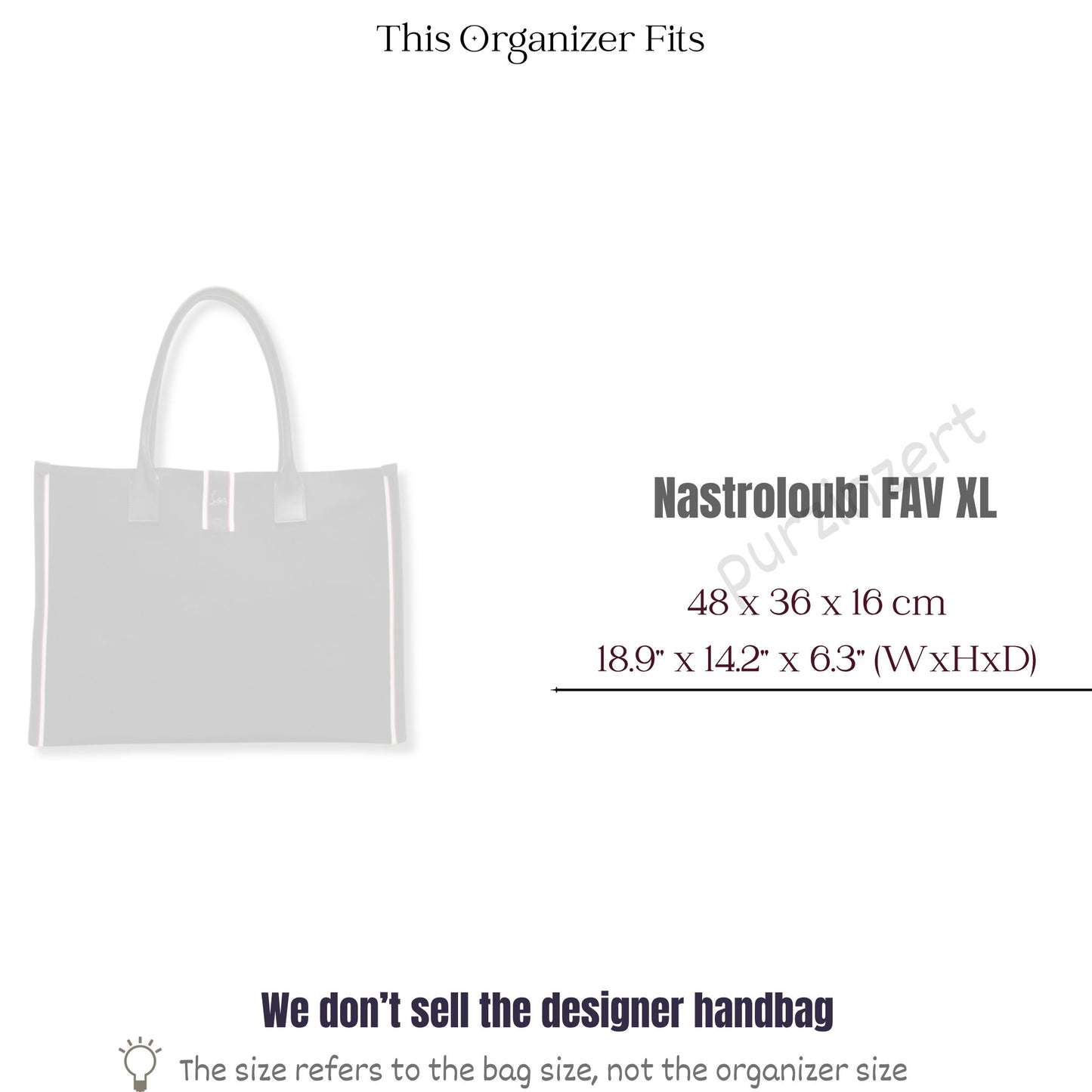 Bag Insert for (Christian Louboutin, Nastroloubi FAV XL) Organizer of Felt Fabric