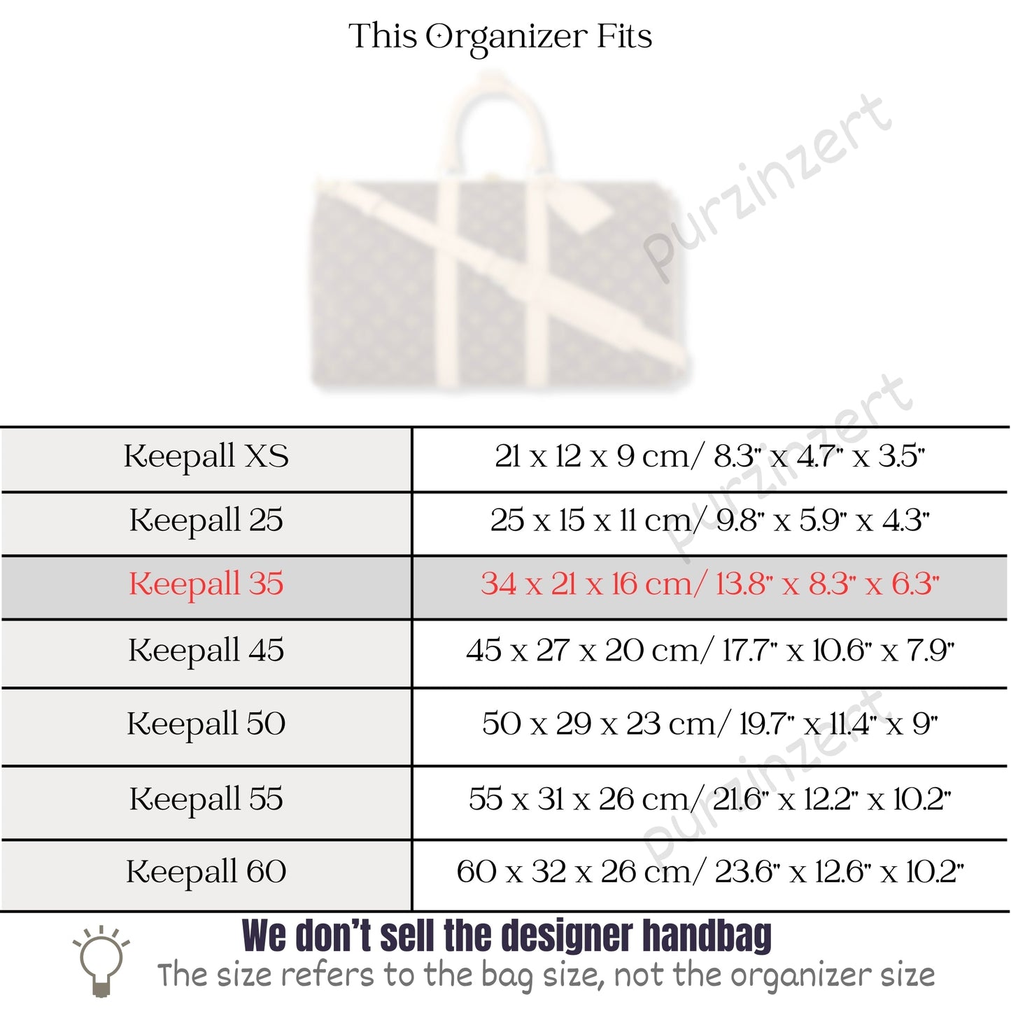 Bag Insert for (LV, Keepall 35) Organizer of Felt Fabric