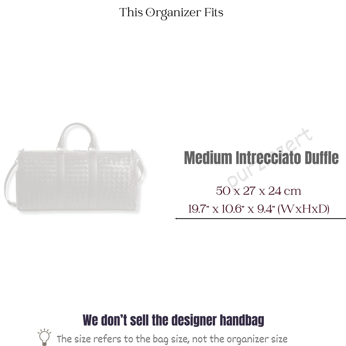 Bag Insert for (Bottega Veneta, Medium Intrecciato Duffle) Organizer of Felt Fabric