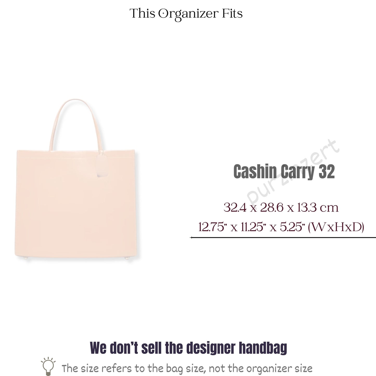 Bag Insert for (Coach, Cashin Carry 32) Organizer of Felt Fabric