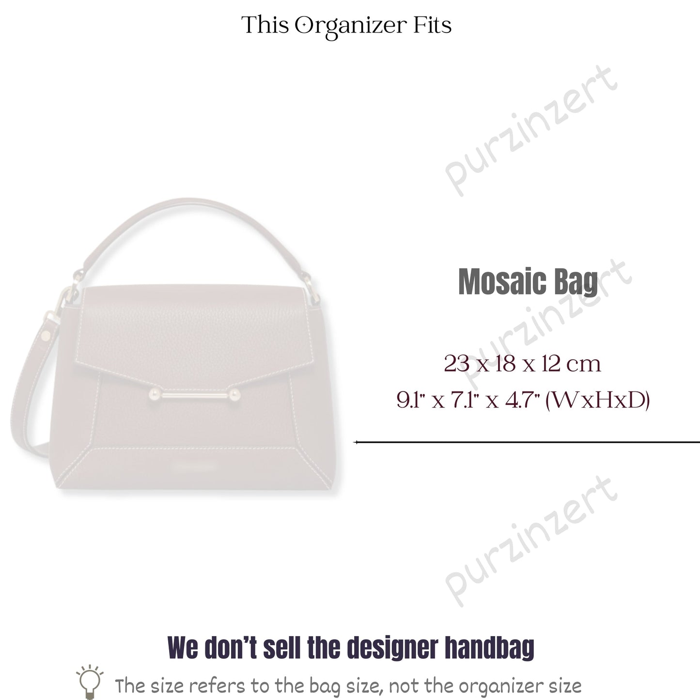 Bag Insert for (Strathberry, Mosaic Bag) Organizer of Silk Fabric