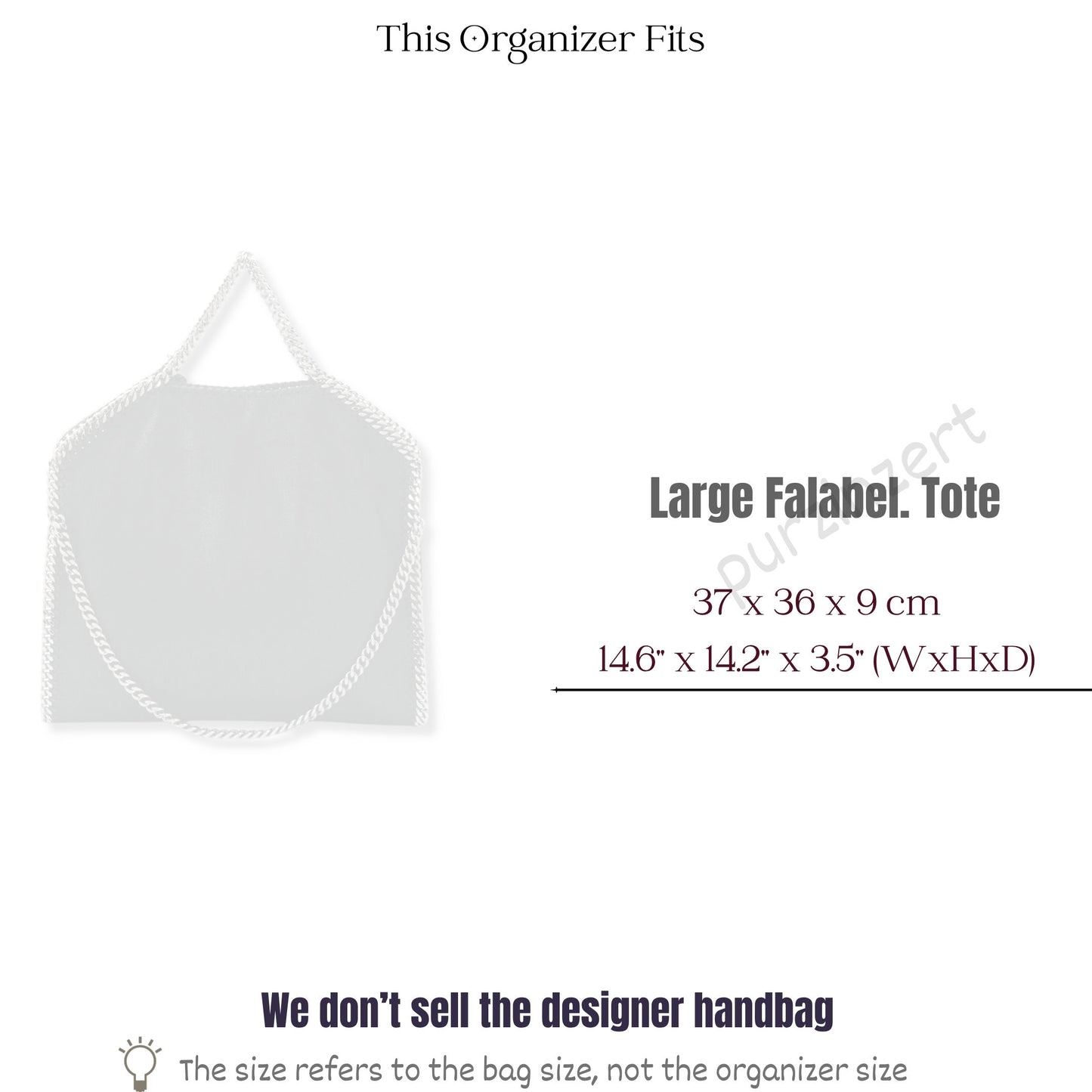 Bag Insert for (Stella McCartney, Large Falabella Tote) Organizer of Silk Fabric