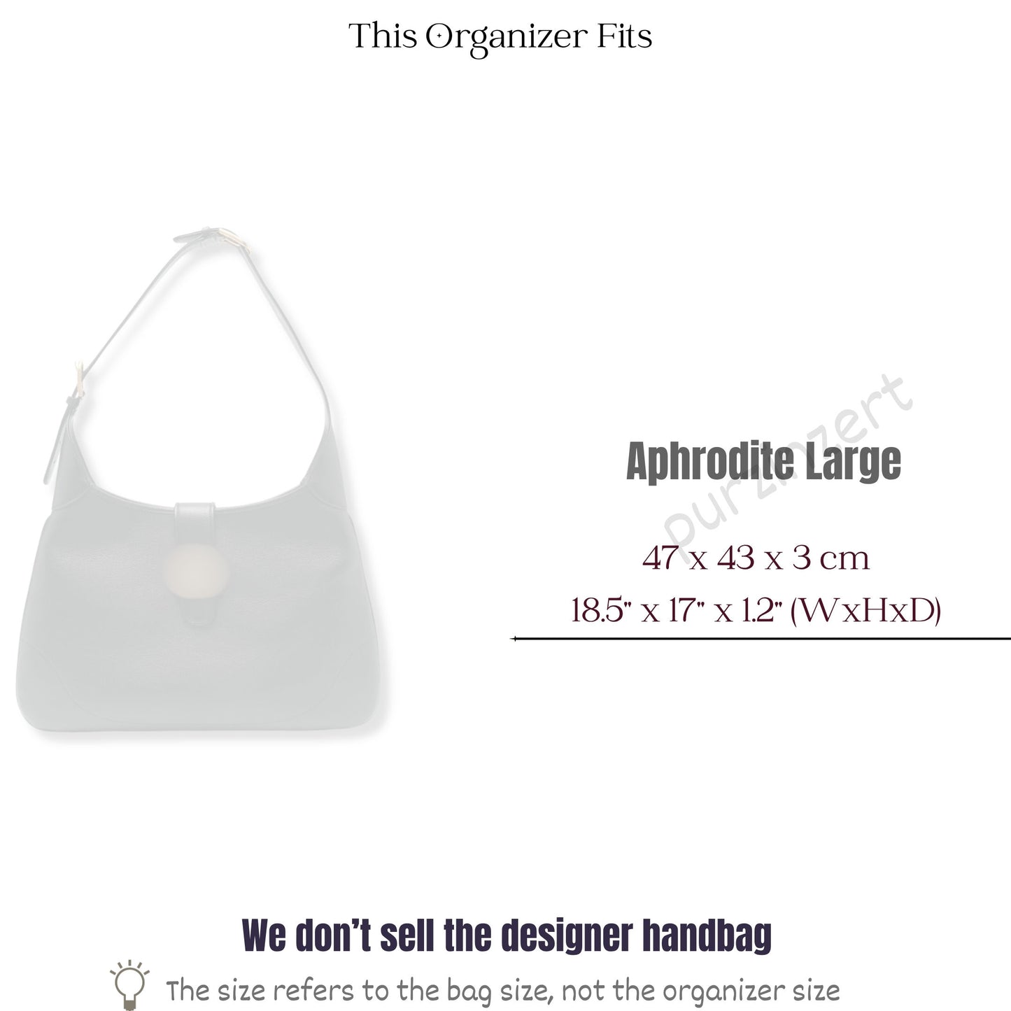 Bag Insert for (Gucci, Aphrodite Large) Organizer of Silk Fabric