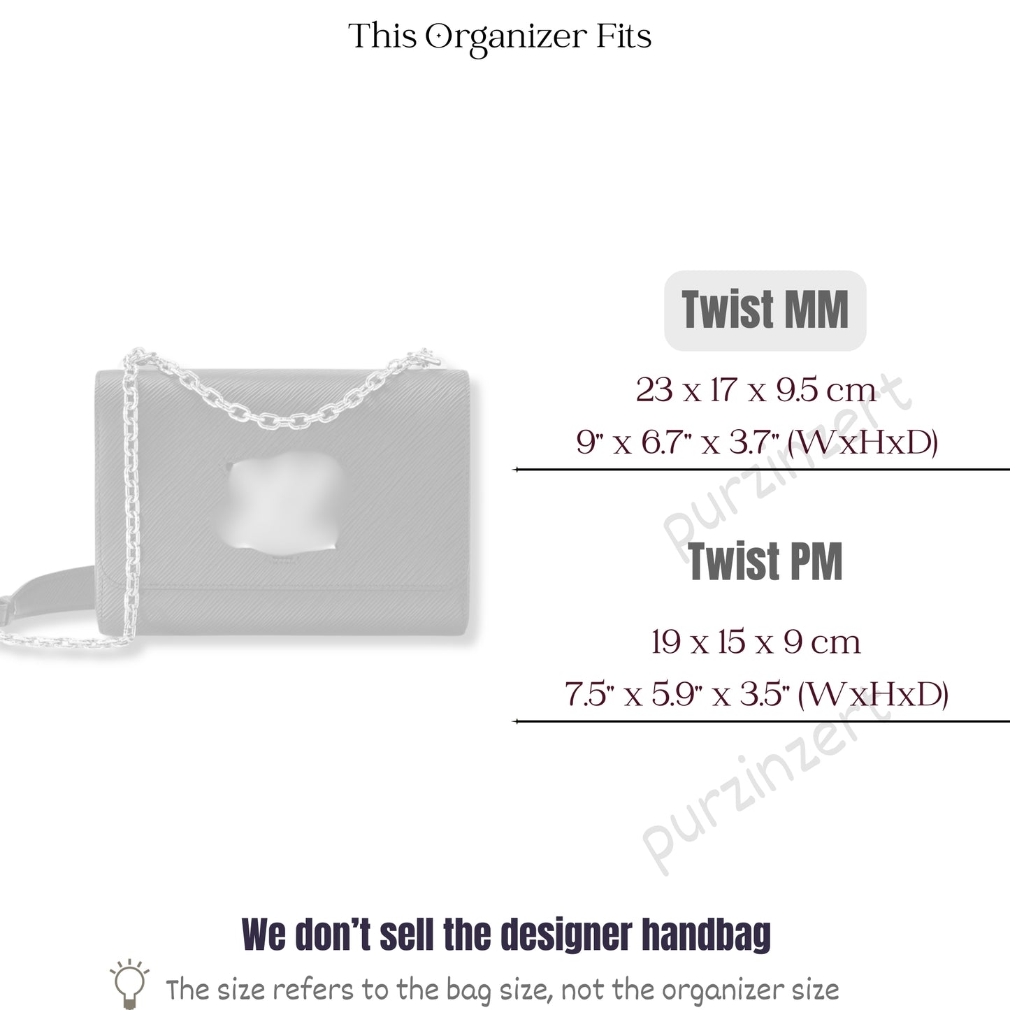 Bag Insert for (LV, Twist MM (Medium)) Organizer of Silk Fabric