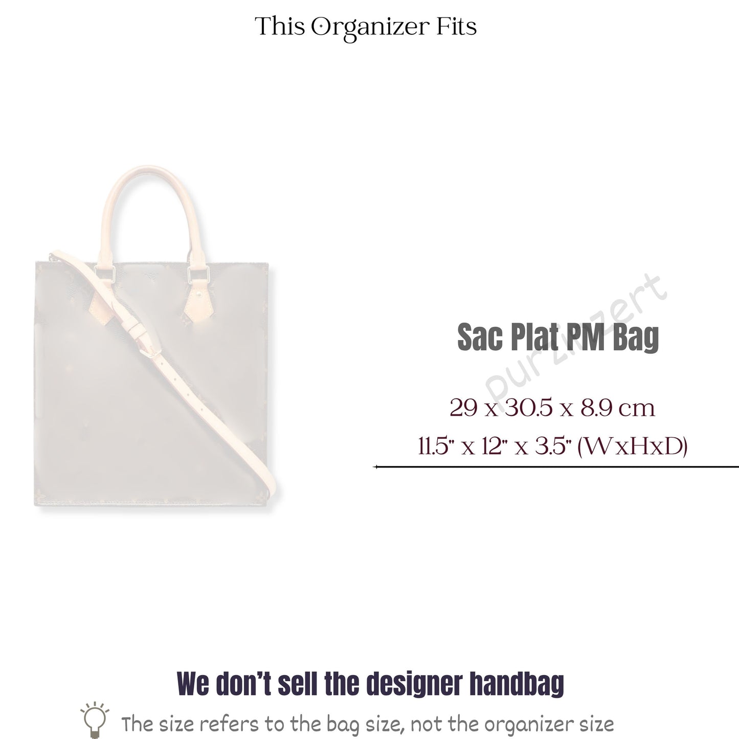 Bag Insert for (LV, Sac Plat PM (Small)) Organizer of Felt Fabric
