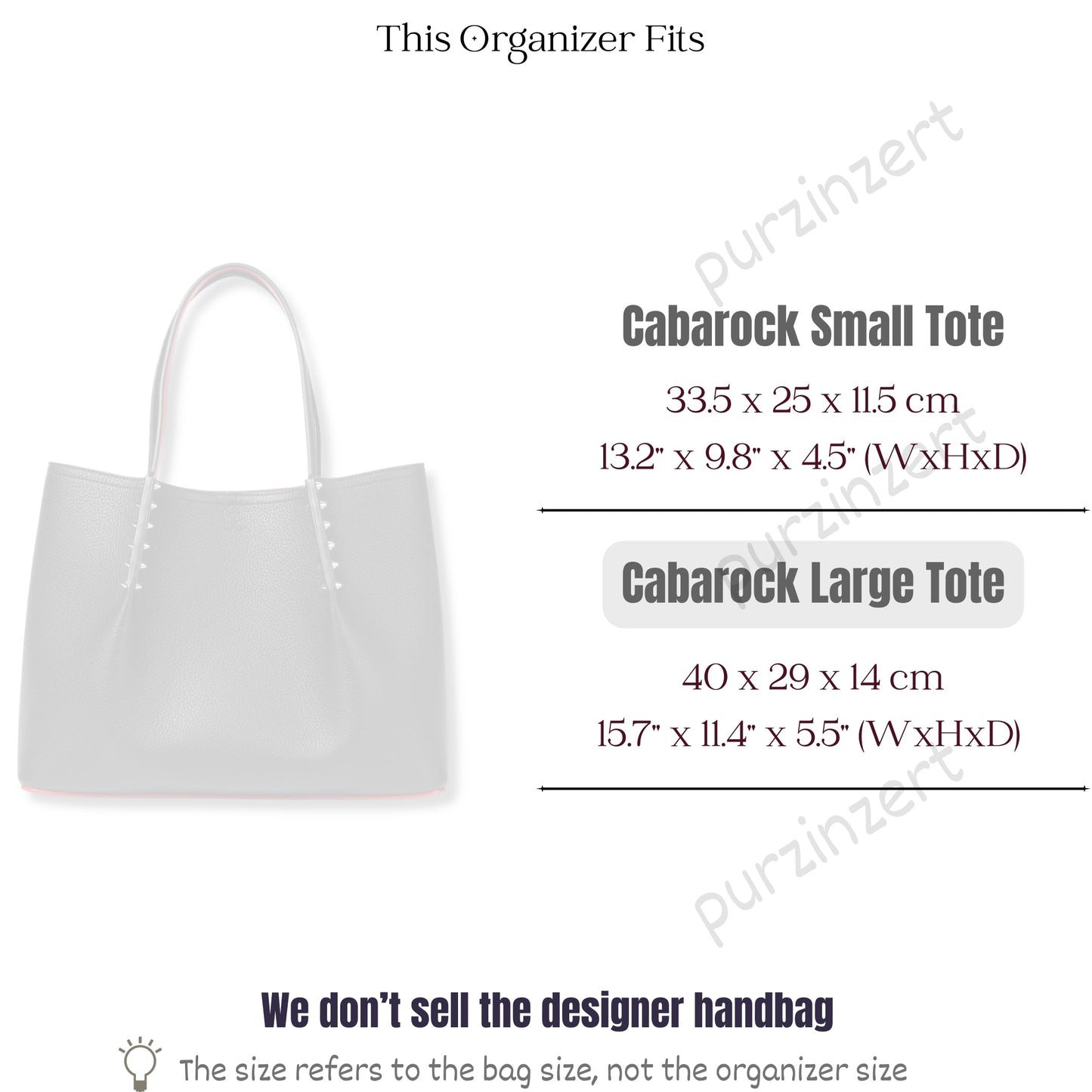 Bag Insert for (Christian Louboutin, Cabarock Large Tote) Organizer of Nylon Fabric