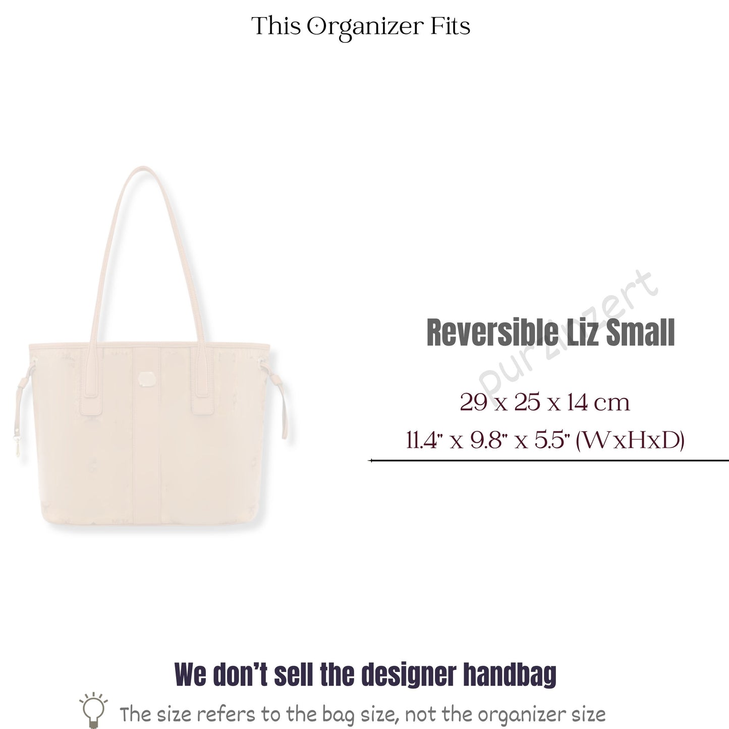 Bag Insert for (MCM, Reversible Liz Small) Organizer of Nylon Fabric