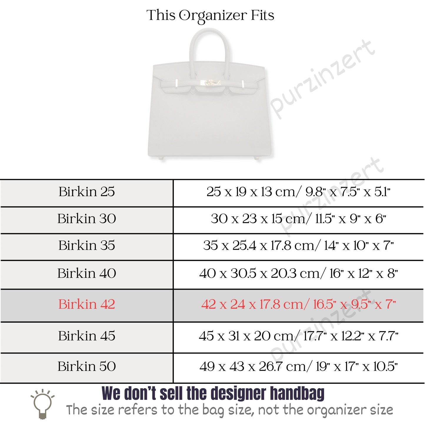 Bag Insert for (Hermes, Birkin 42) Organizer of Silk Fabric