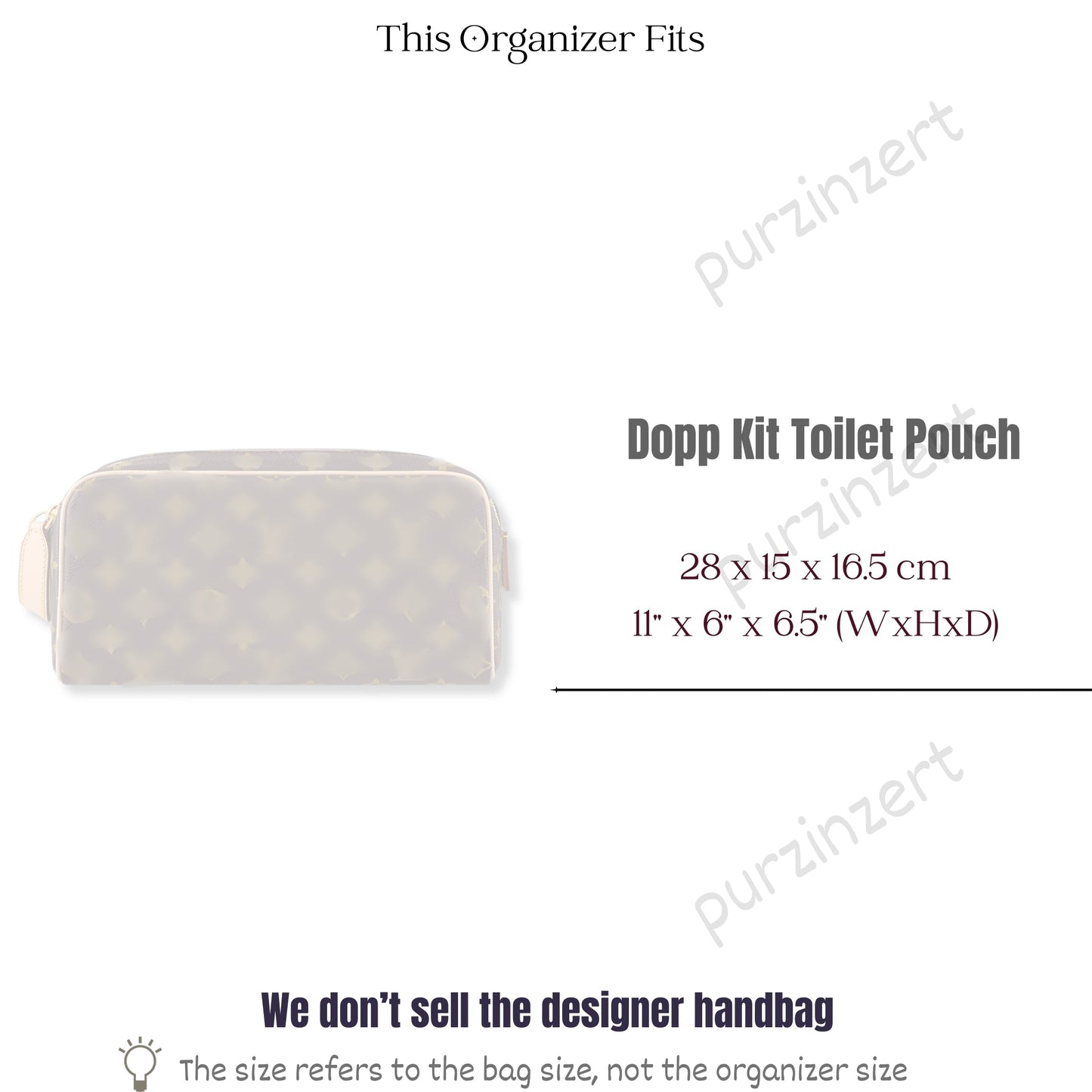 Bag Insert for (LV, Dopp Kit Pouch) Organizer of Felt Fabric