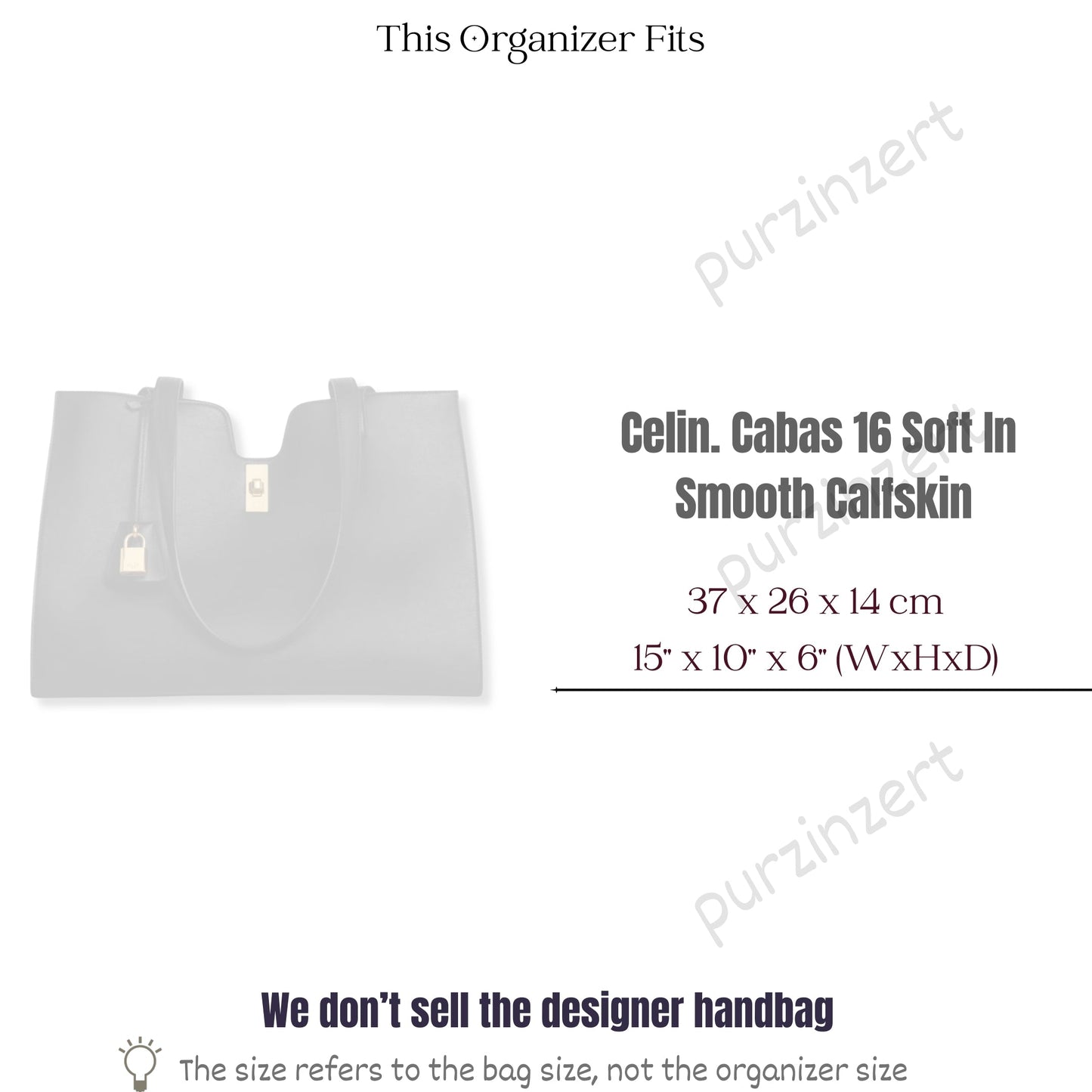 Bag Insert for (Celine, Cabas 16) Organizer of Silk Fabric