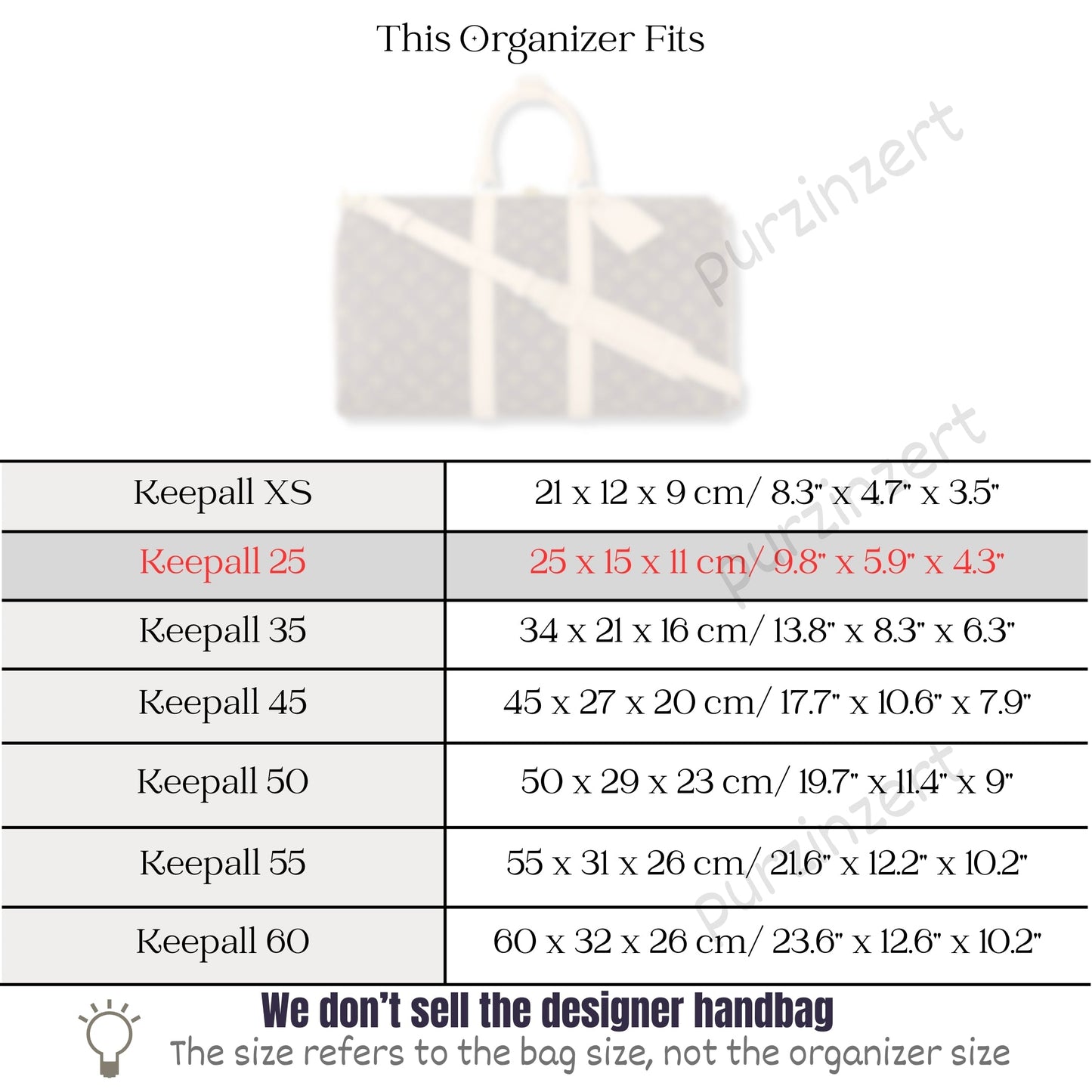 Bag Insert for (LV, Keepall 25) Organizer of Silk Fabric