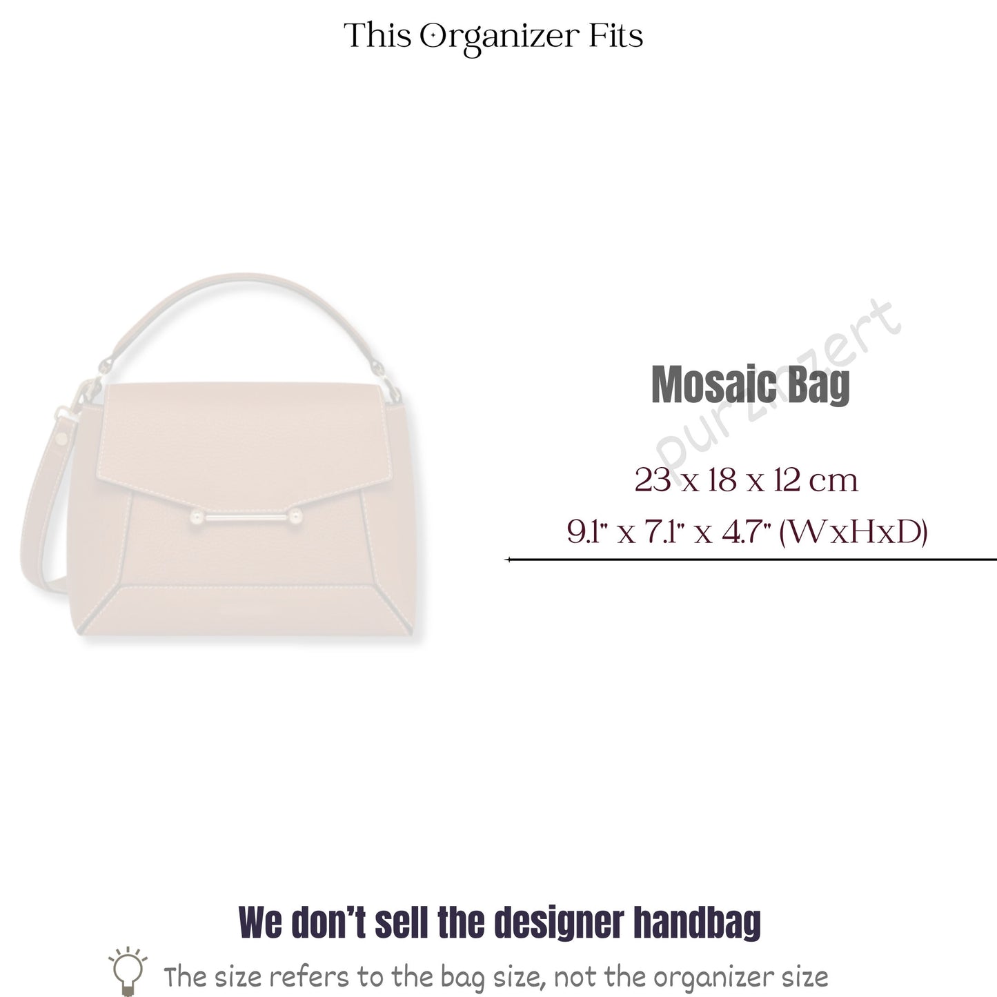 Bag Insert for (Mosaic Bag) Organizer of Silk Fabric