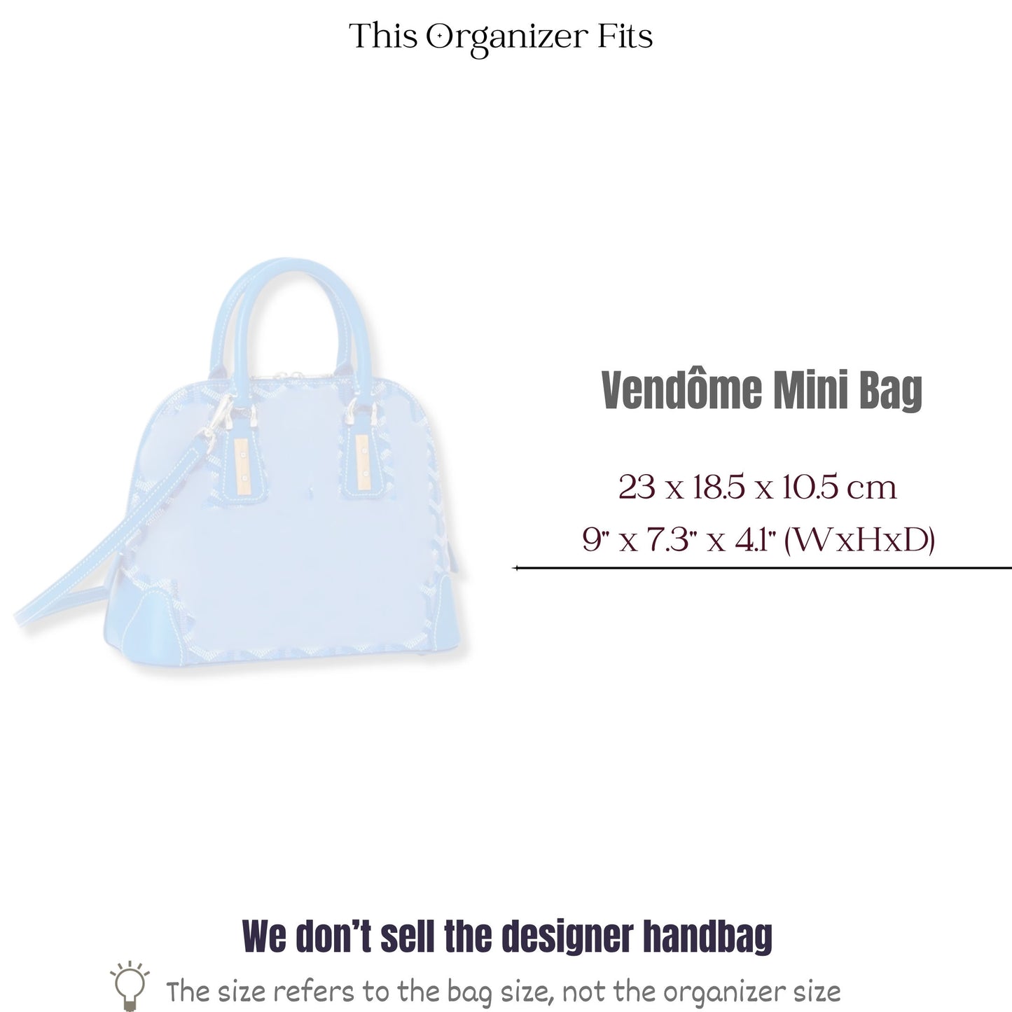 Bag Insert for (Goyard, Vendome Mini Bag) Organizer of Felt Fabric