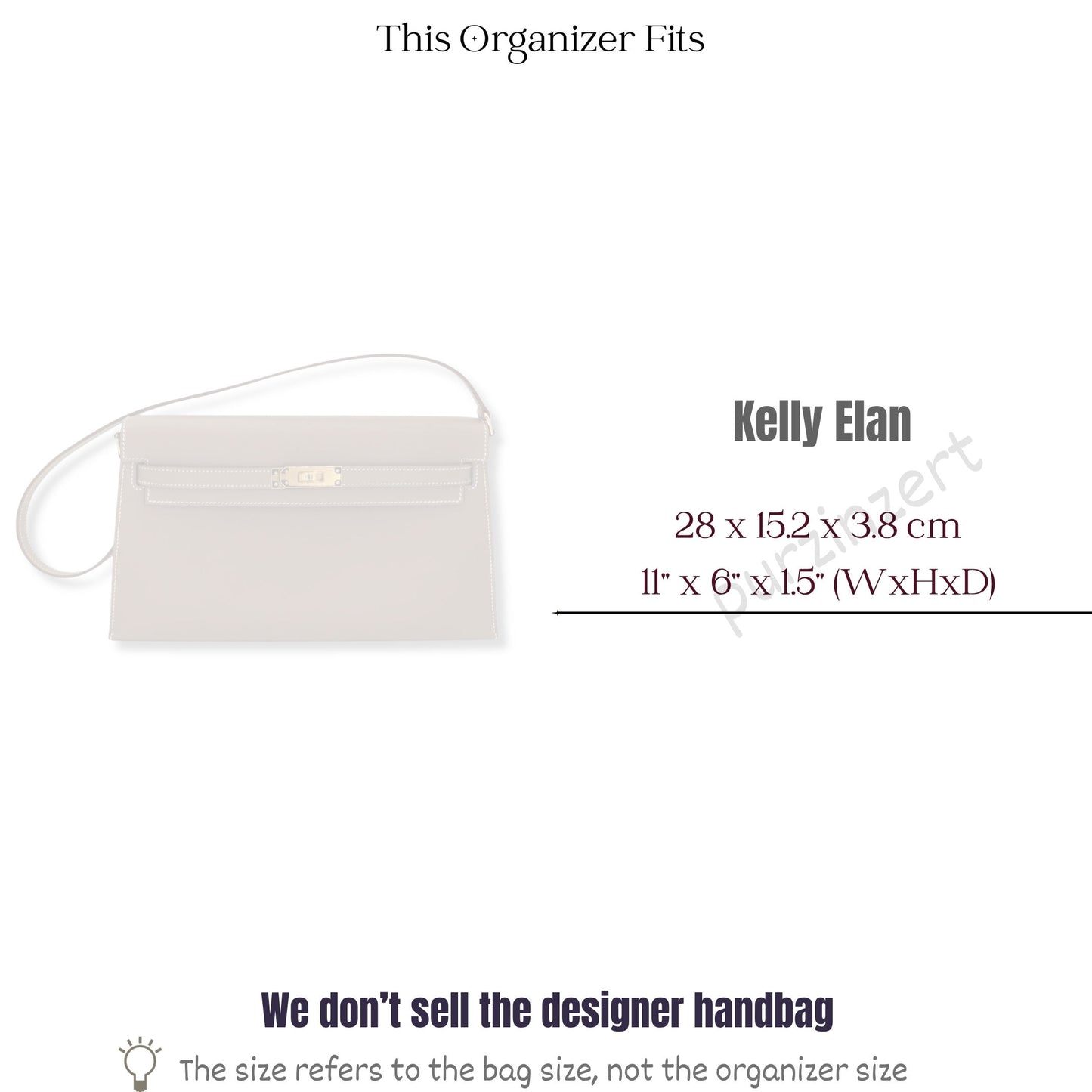 Bag Insert for (Hermes, Kelly Elan) Organizer of Silk Fabric