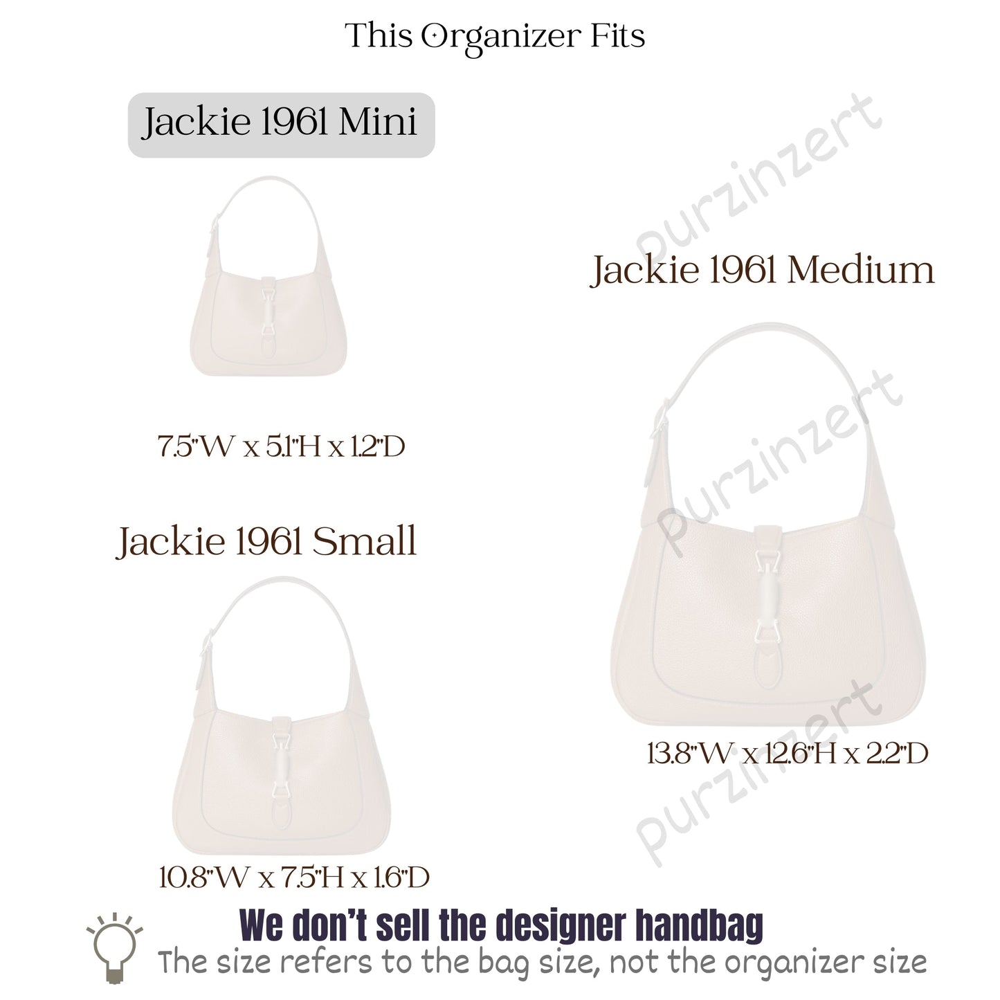 Bag Insert for (Gucci, Jackie 1961 Mini) Organizer of Felt Fabric