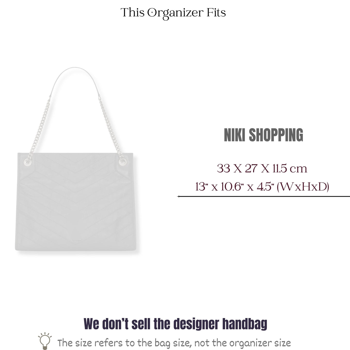 Bag Insert for (Saint Laurent (YSL), NIKI Shopping) Organizer of Felt Fabric
