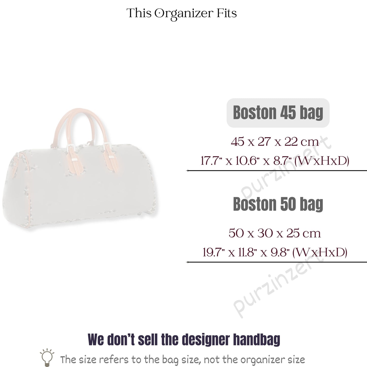 Bag Insert for (Goyard, Boston 45 bag) Organizer of Felt Fabric