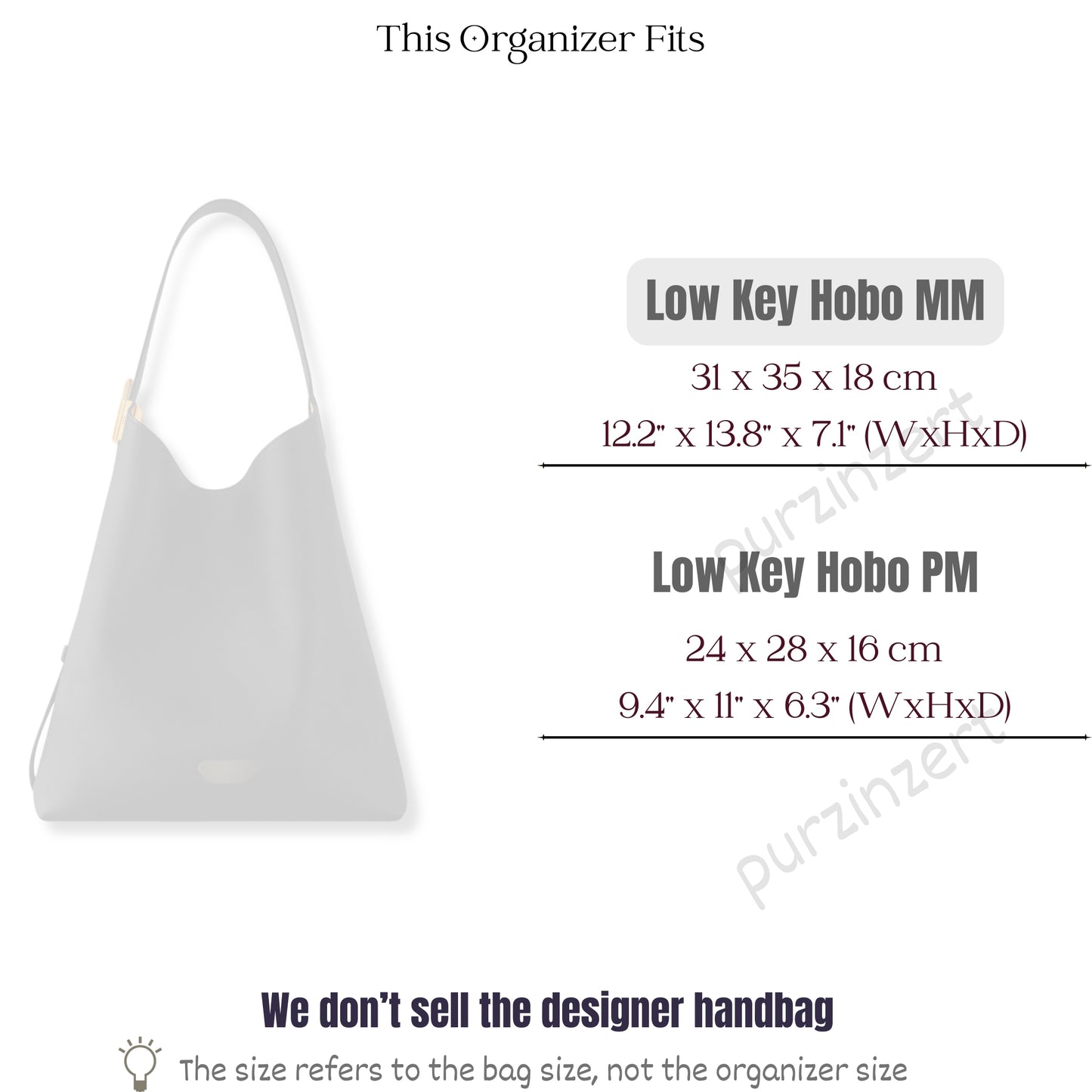 Bag Insert for (LV, Low Key Hobo MM (Medium)) Organizer of Silk Fabric