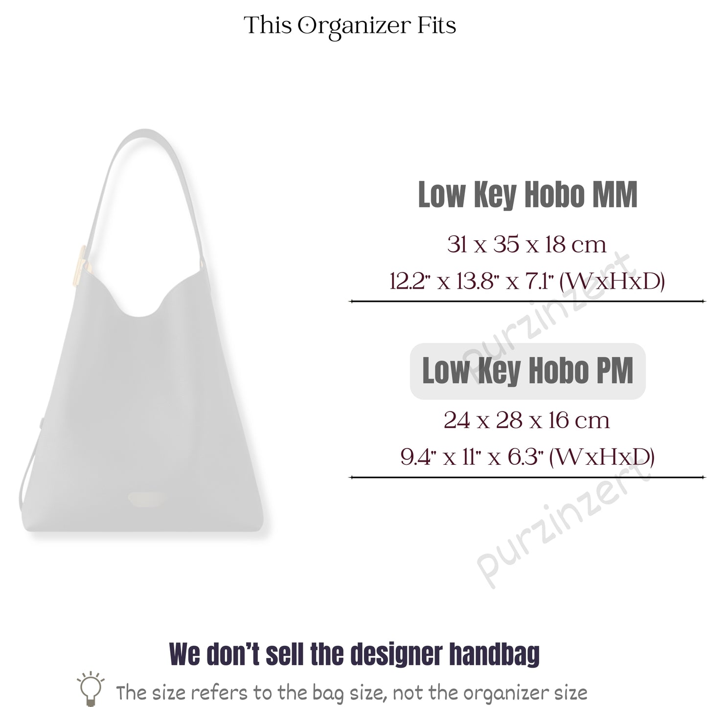 Bag Insert for (LV, Low Key Hobo PM (Small)) Organizer of Silk Fabric
